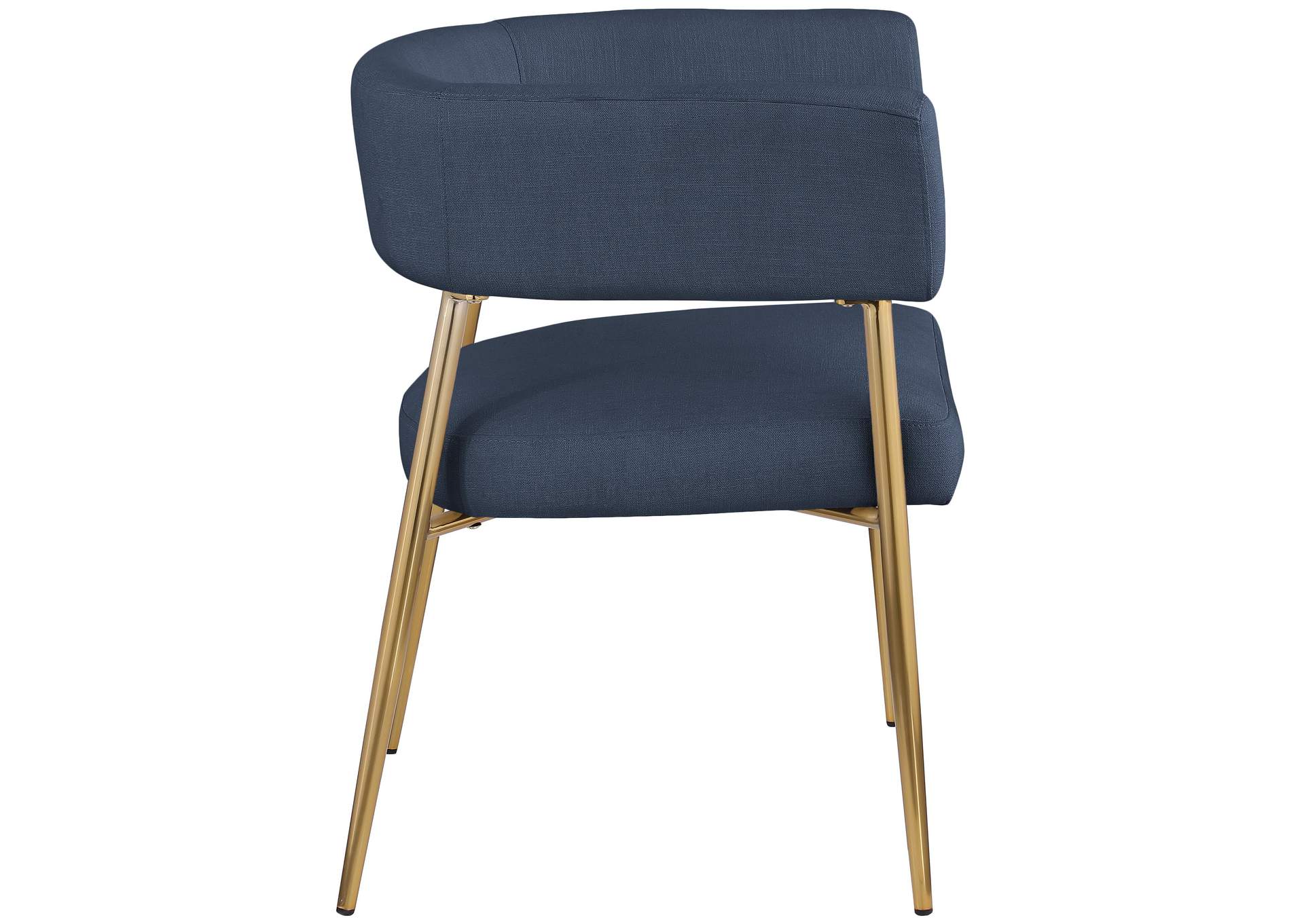 Creston Deep Navy Durable Linen Textured Fabric Dining Chair,Meridian Furniture