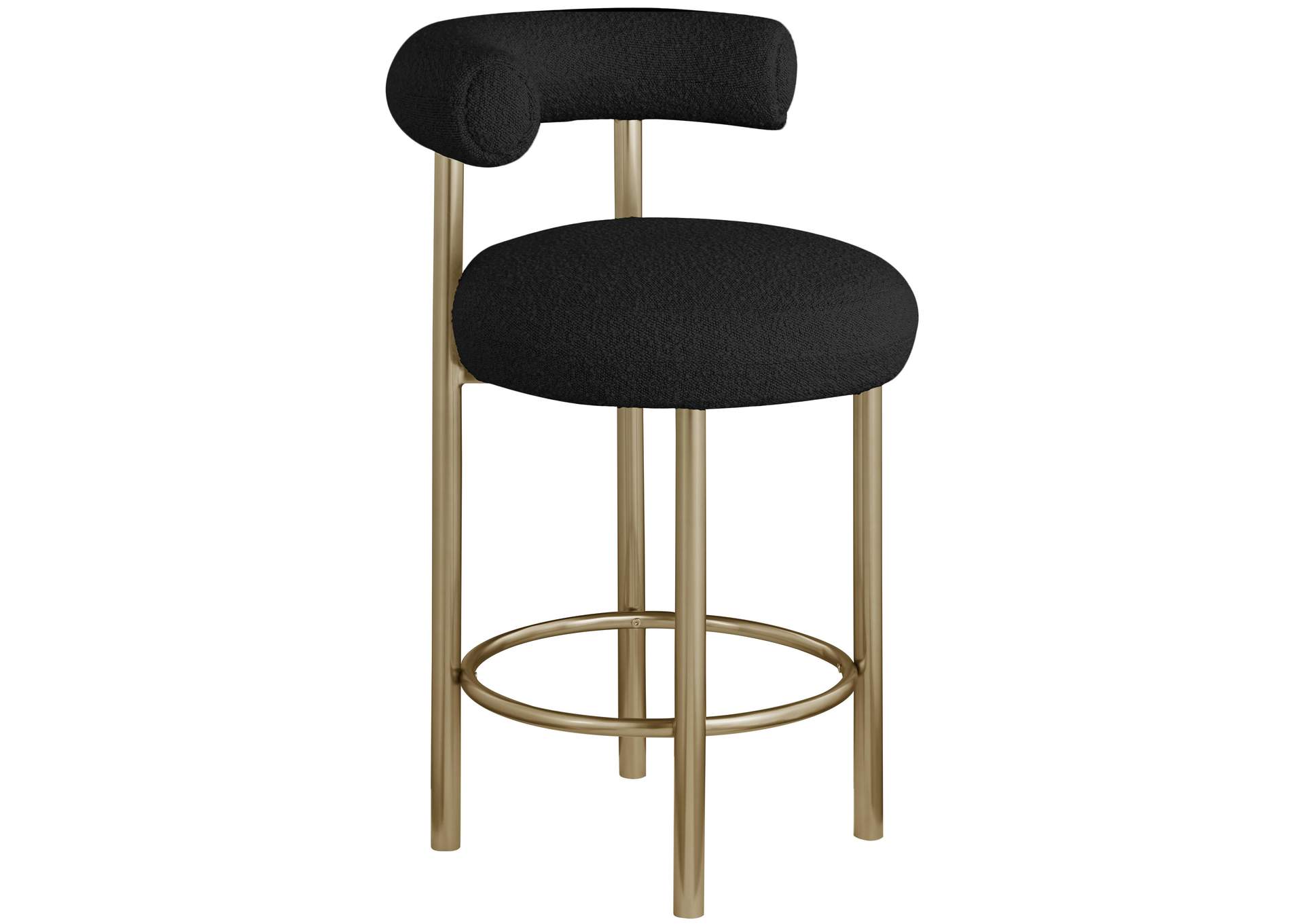 Bordeaux Black Boucle Fabric Stool Set of 2,Meridian Furniture