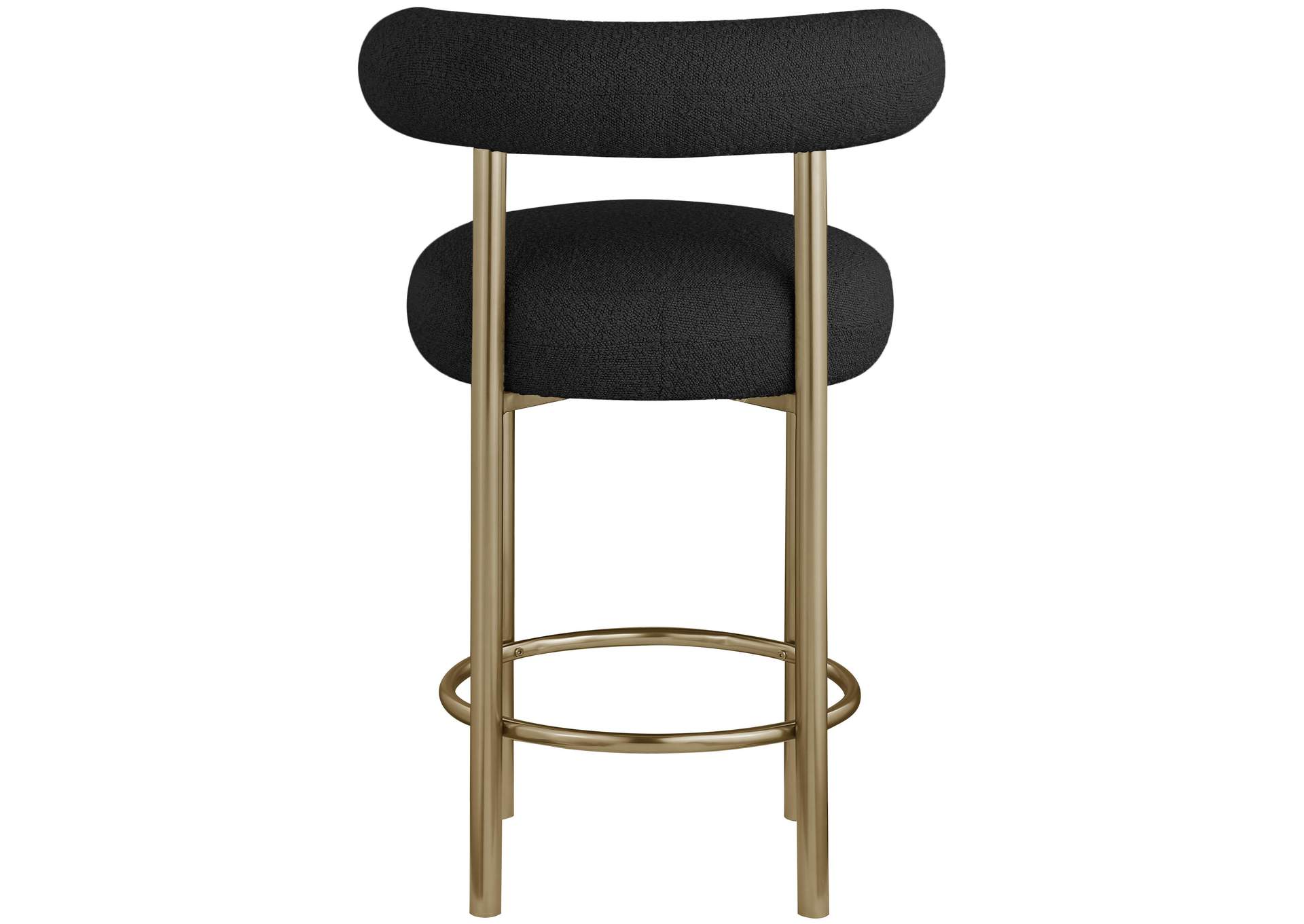 Bordeaux Black Boucle Fabric Stool Set of 2,Meridian Furniture