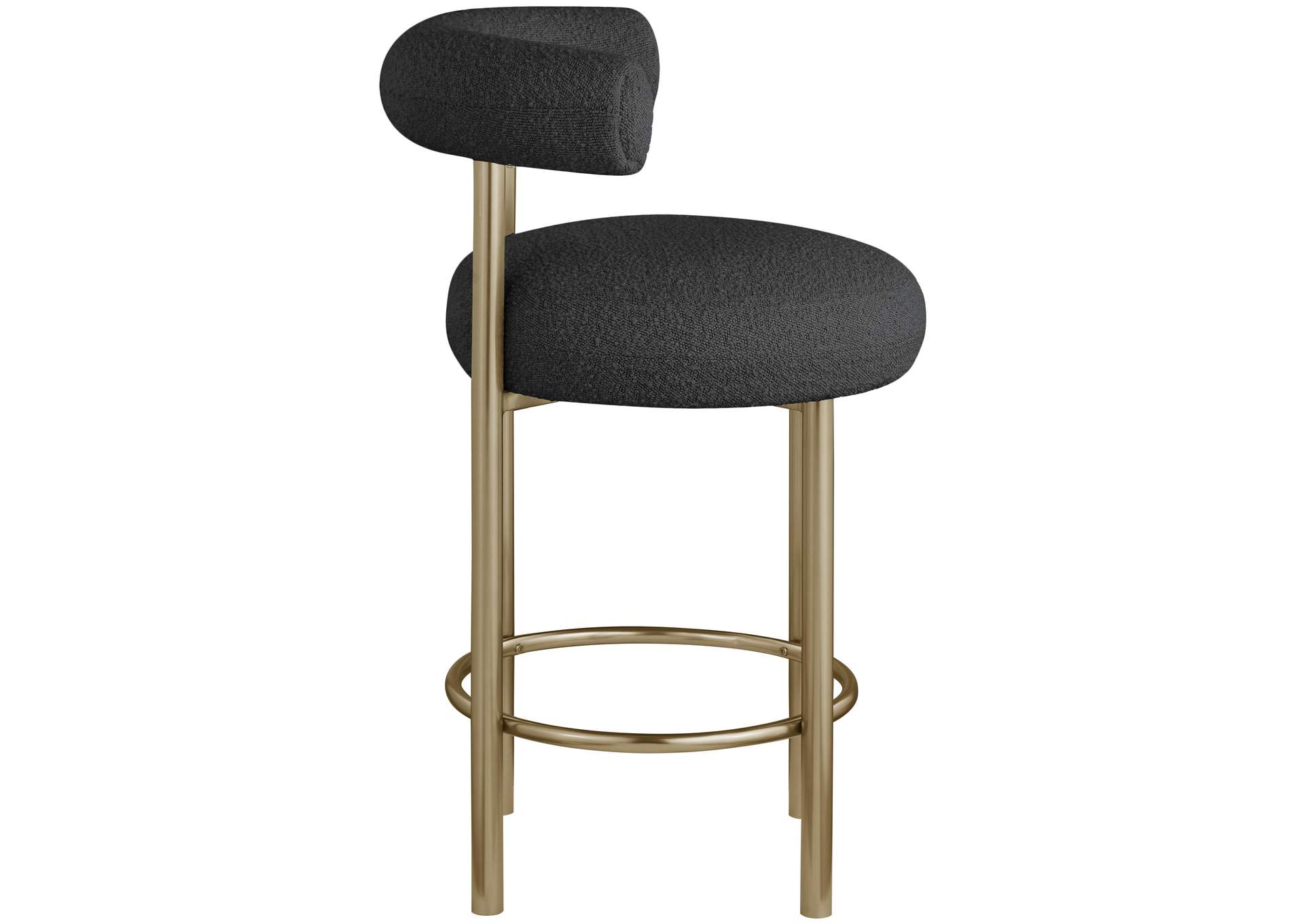 Bordeaux Black Boucle Fabric Stool Set of 2,Meridian Furniture