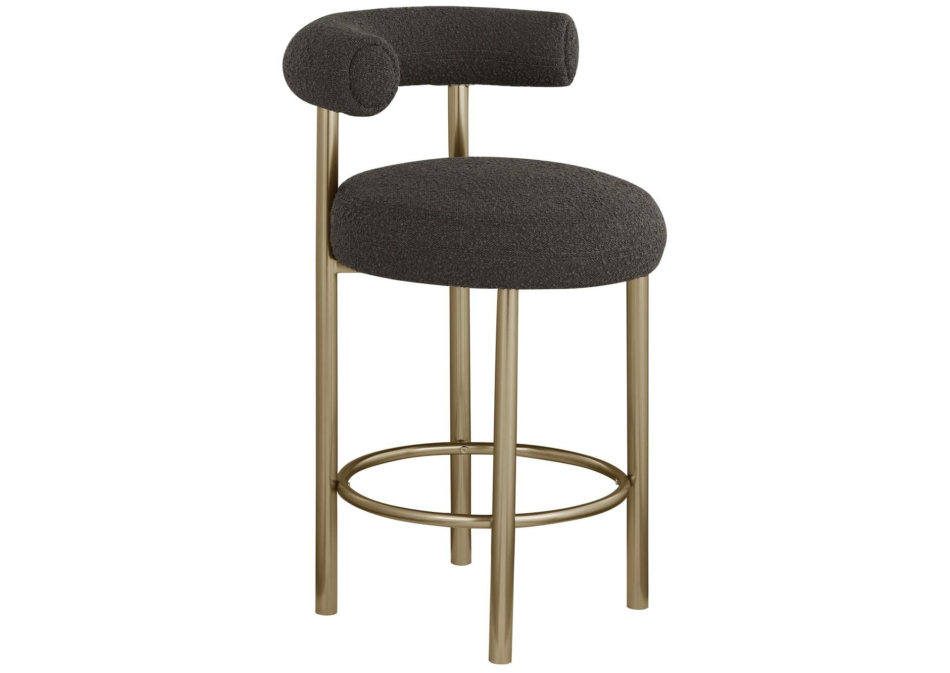 Bordeaux Brown Boucle Fabric Stool Set of 2,Meridian Furniture