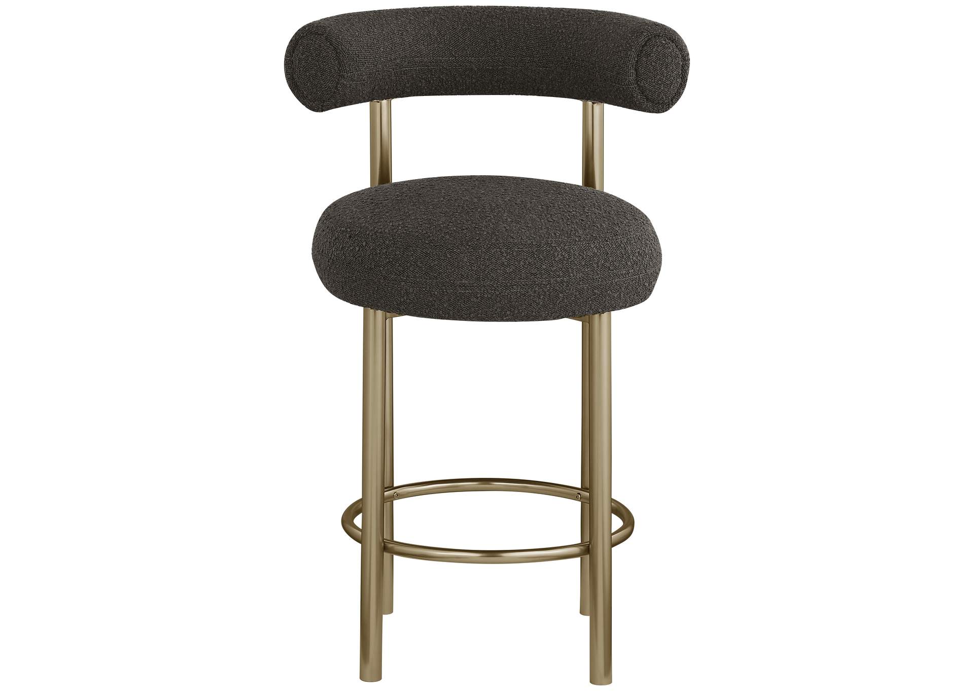 Bordeaux Brown Boucle Fabric Stool Set of 2,Meridian Furniture