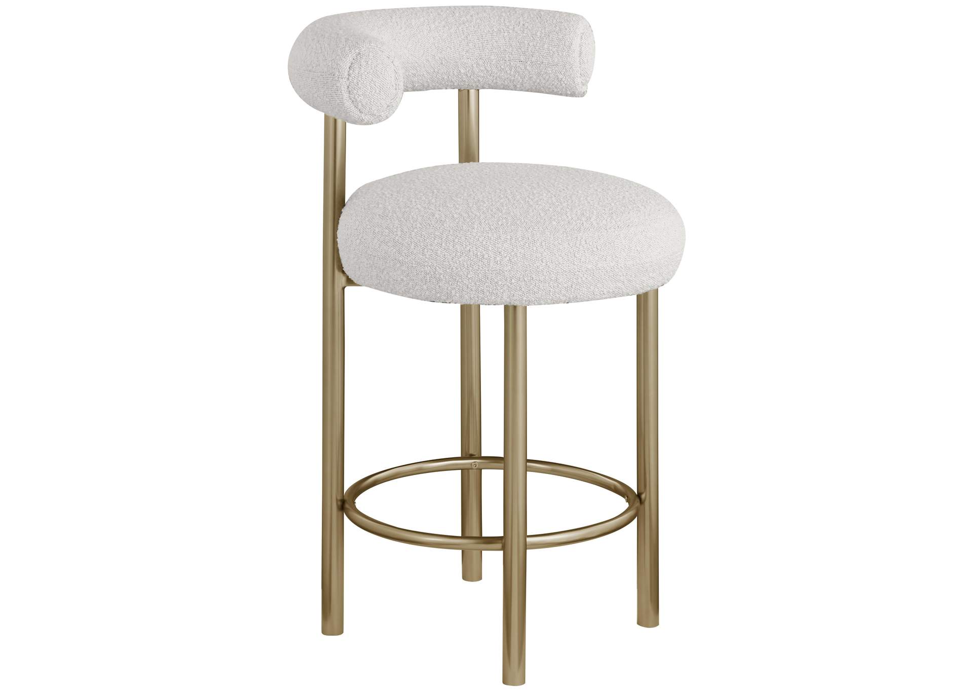 Bordeaux Cream Boucle Fabric Stool Set of 2,Meridian Furniture