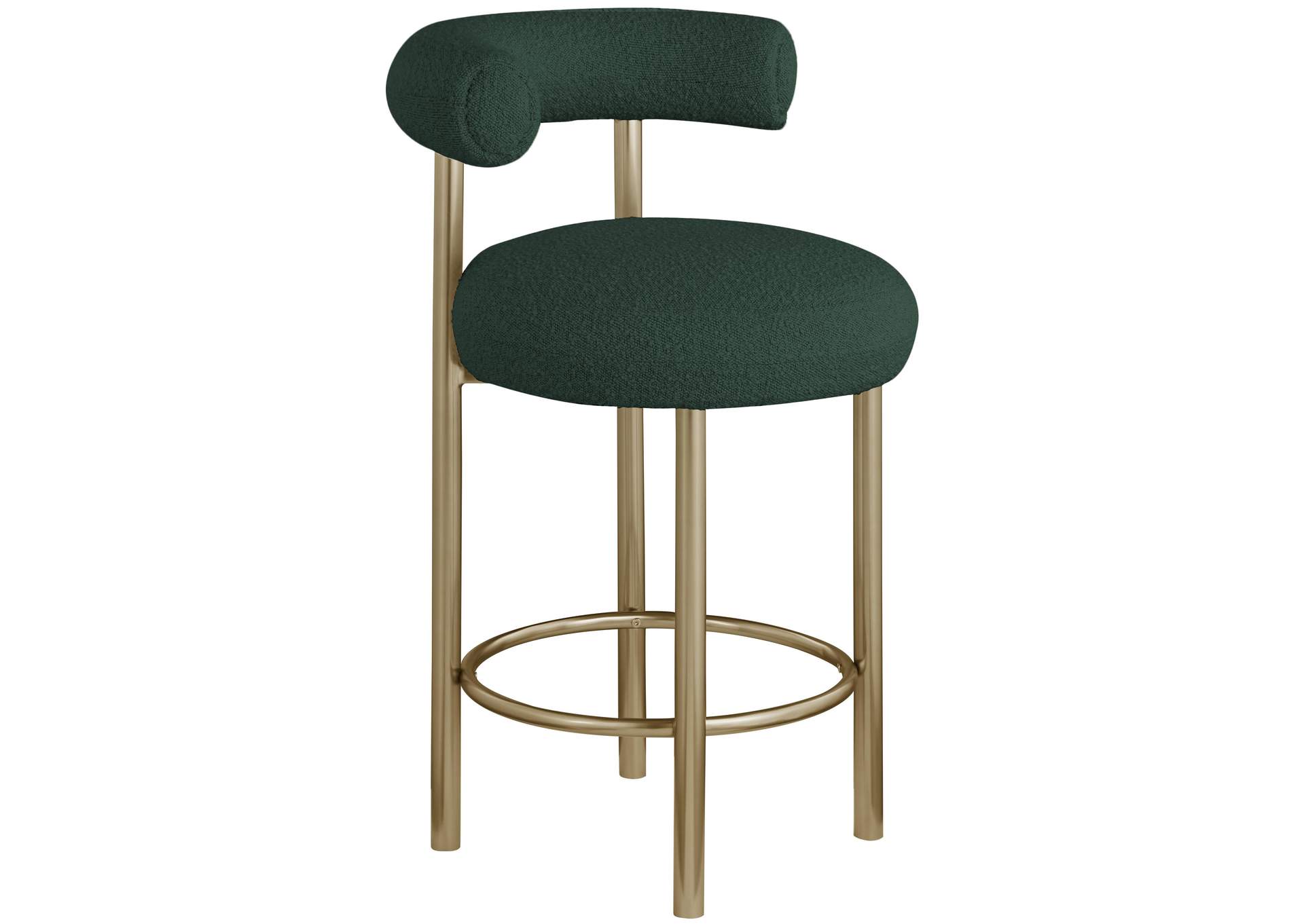 Bordeaux Green Boucle Fabric Stool Set of 2,Meridian Furniture