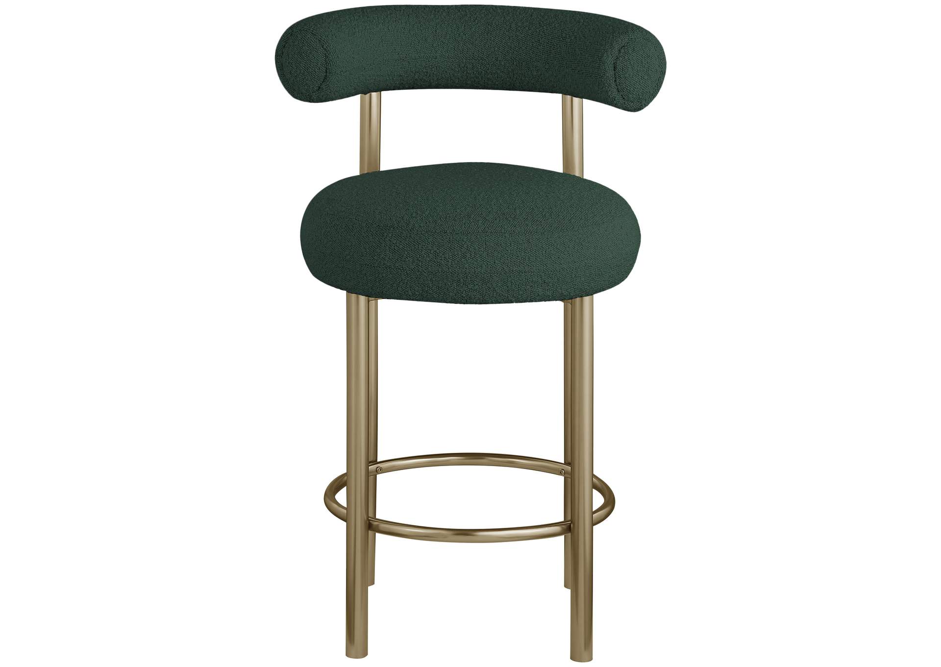 Bordeaux Green Boucle Fabric Stool Set of 2,Meridian Furniture