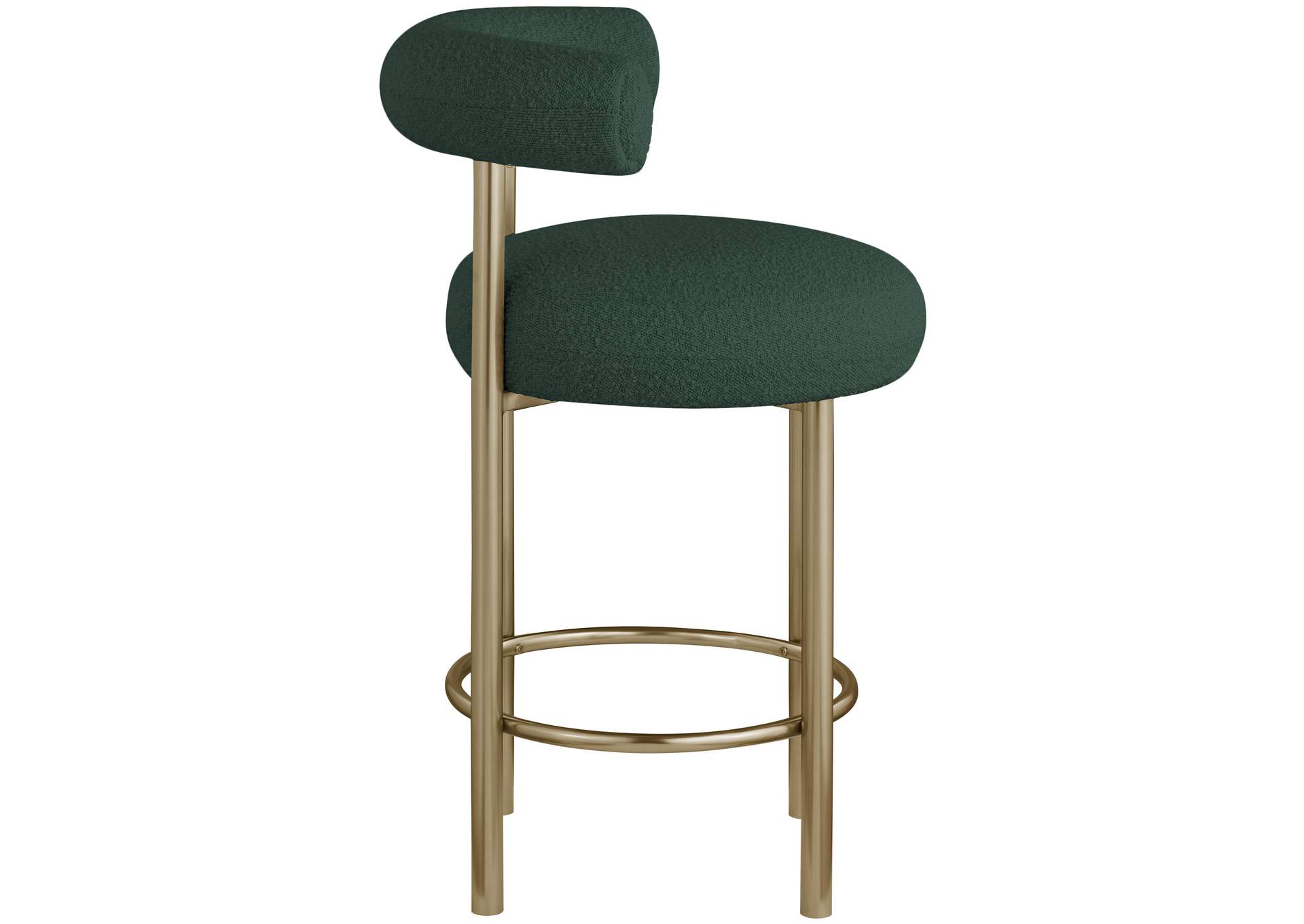 Bordeaux Green Boucle Fabric Stool Set of 2,Meridian Furniture