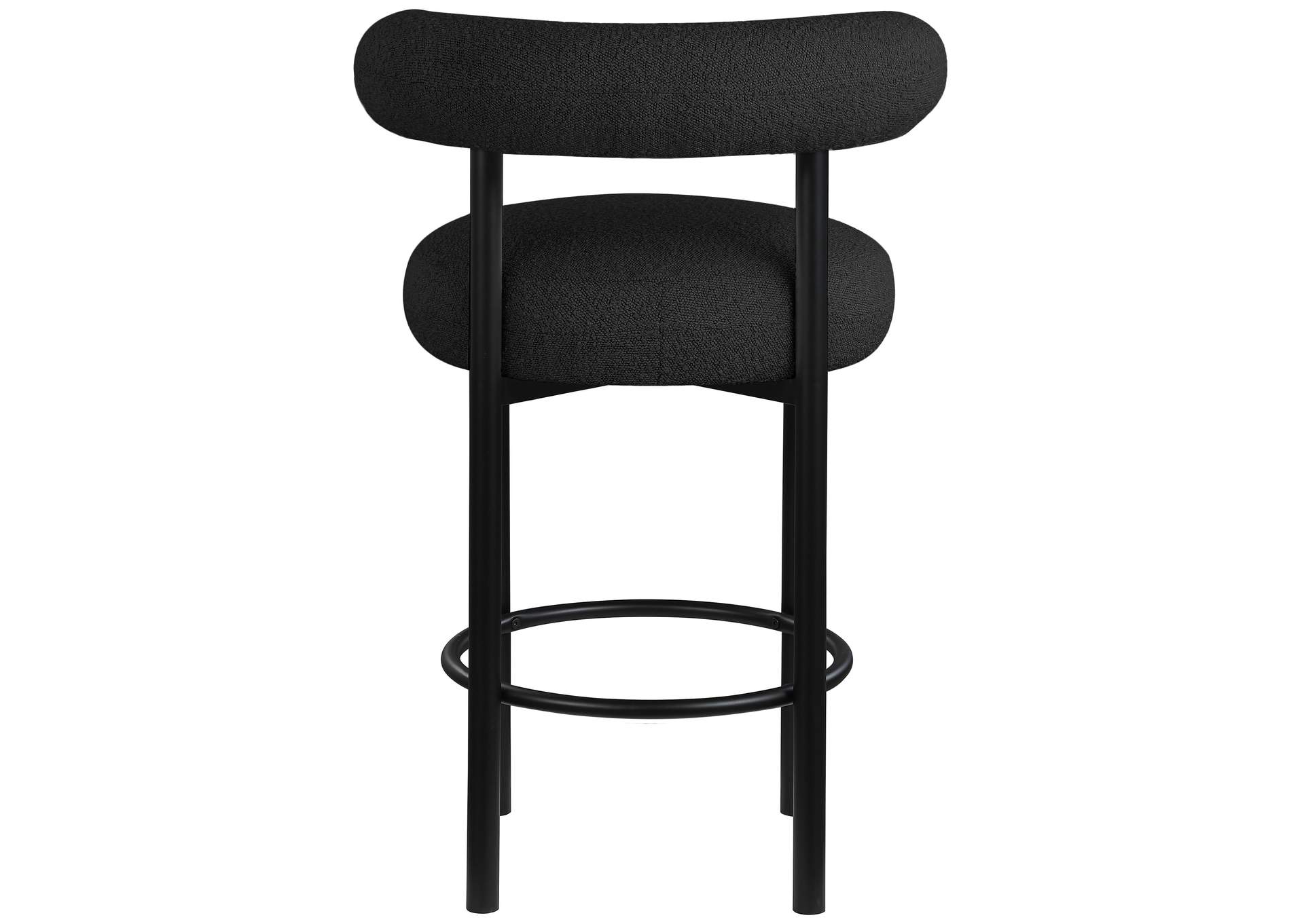 Bordeaux Black Boucle Fabric Stool Set of 2,Meridian Furniture