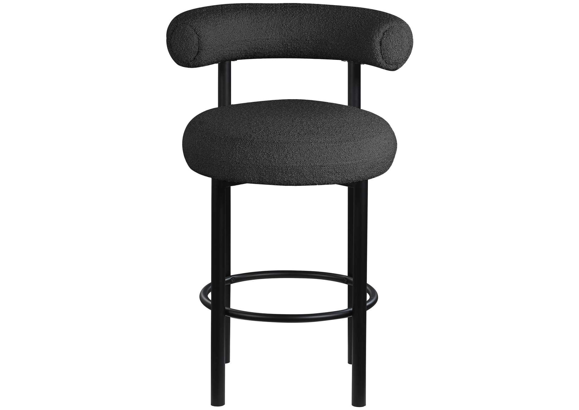 Bordeaux Black Boucle Fabric Stool Set of 2,Meridian Furniture