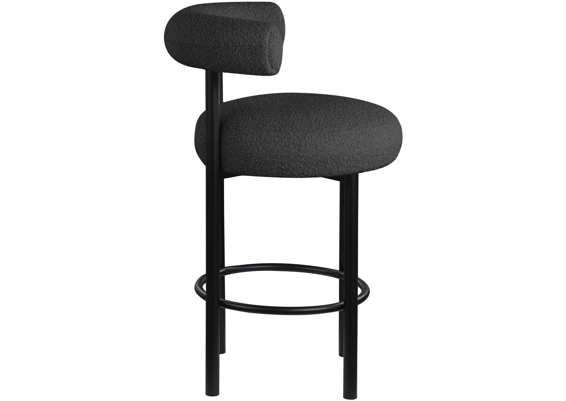 Bordeaux Black Boucle Fabric Stool Set of 2,Meridian Furniture