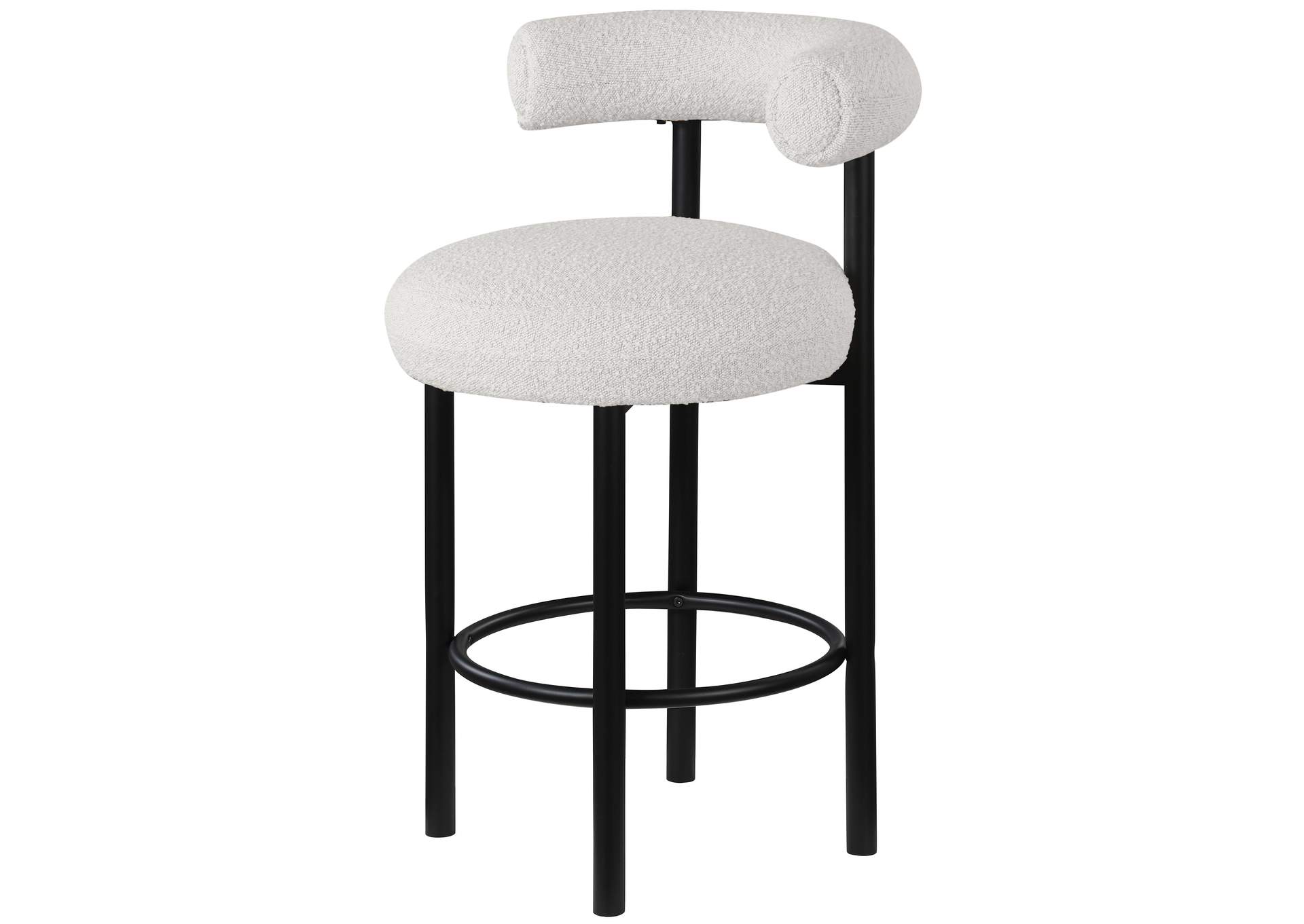 Bordeaux Cream Boucle Fabric Stool Set of 2,Meridian Furniture