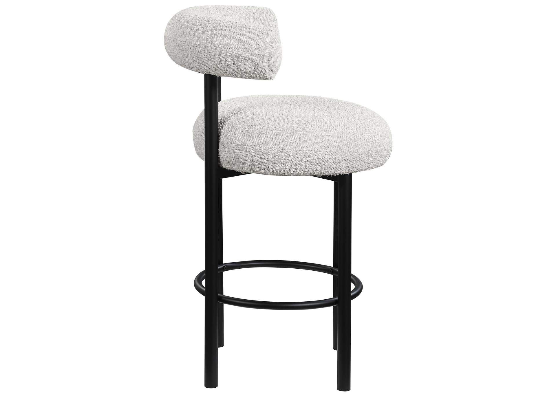 Bordeaux Cream Boucle Fabric Stool Set of 2,Meridian Furniture