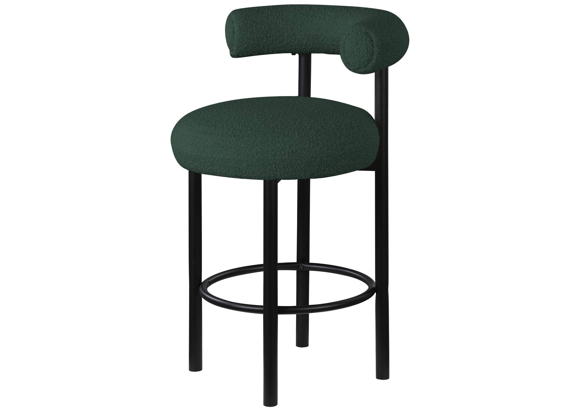 Bordeaux Green Boucle Fabric Stool Set of 2,Meridian Furniture