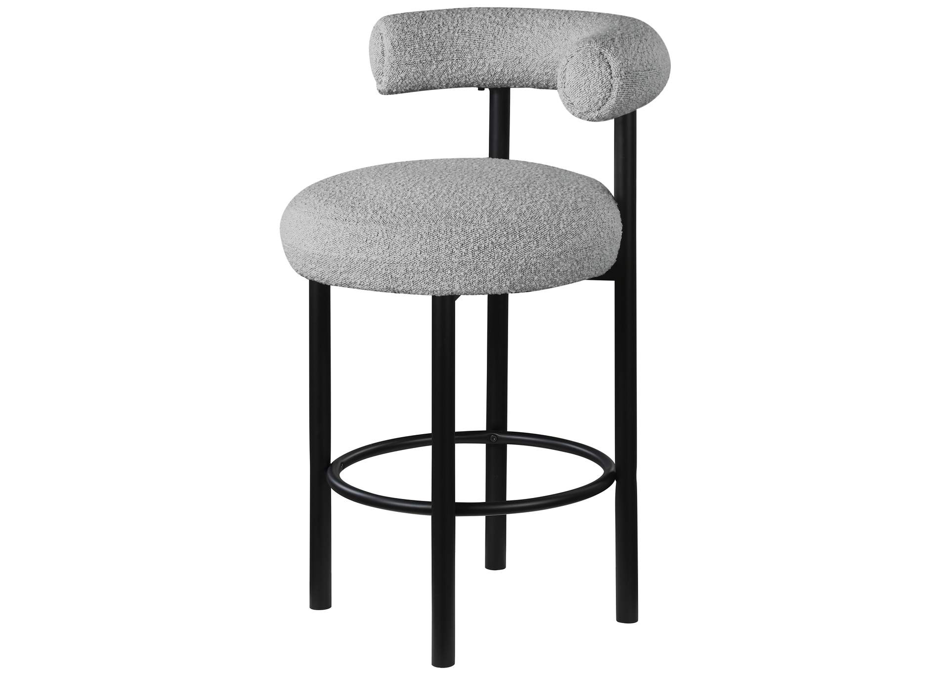 Bordeaux Grey Boucle Fabric Stool Set of 2,Meridian Furniture