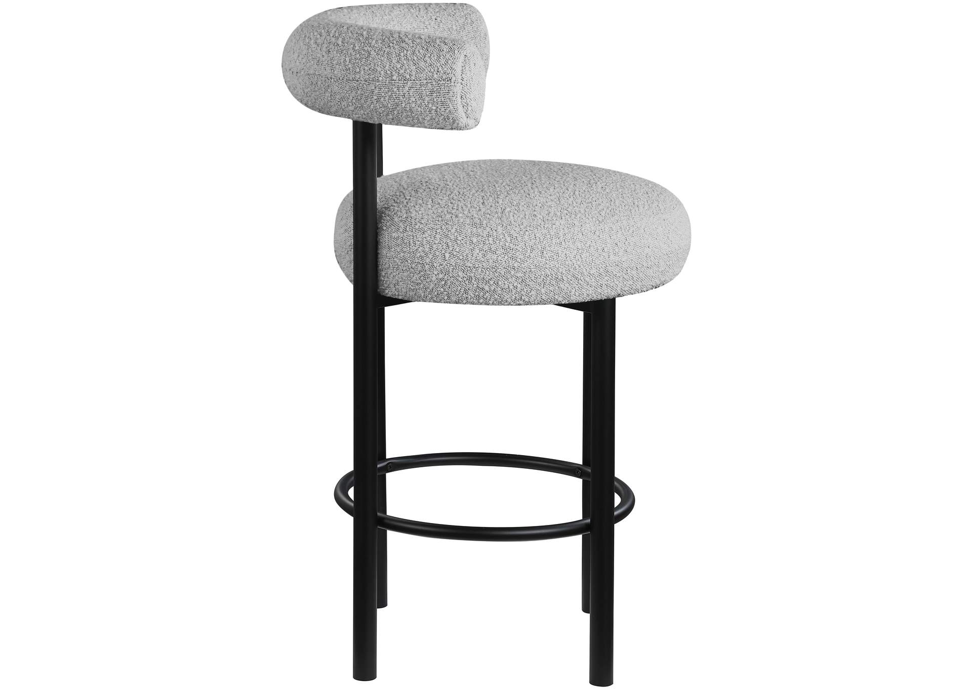 Bordeaux Grey Boucle Fabric Stool Set of 2,Meridian Furniture