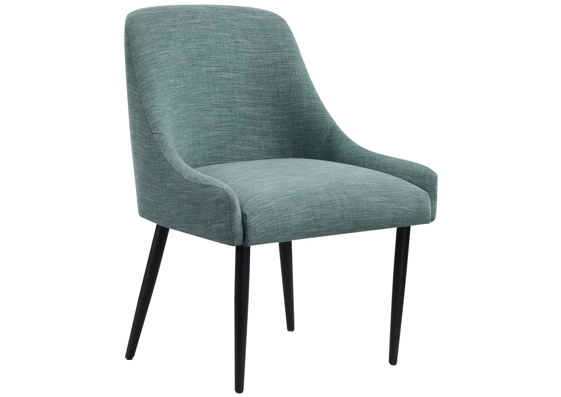 Camden Green Linen Textured Fabric Dining Chair Set of 2,Meridian Furniture