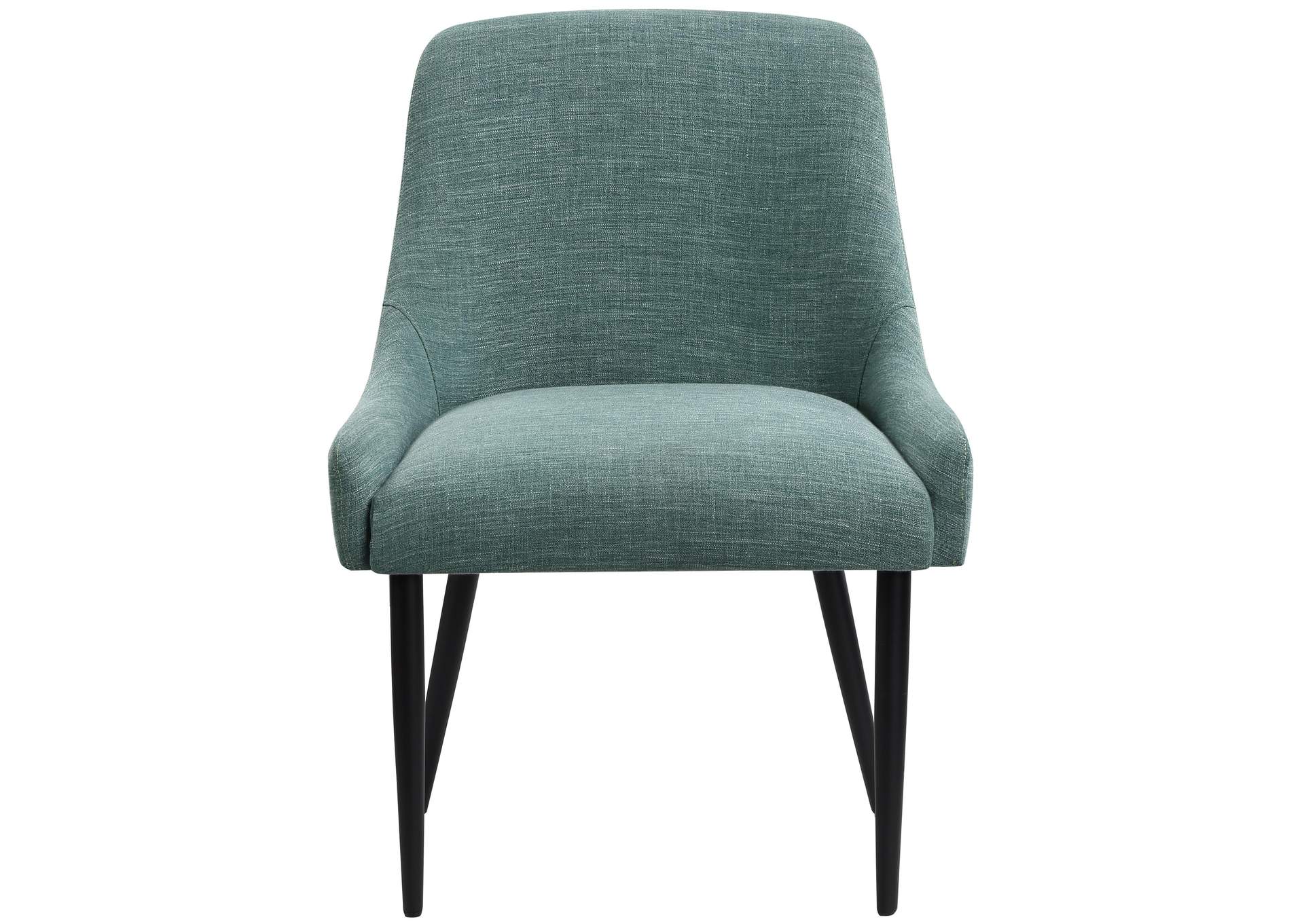 Camden Green Linen Textured Fabric Dining Chair Set of 2,Meridian Furniture