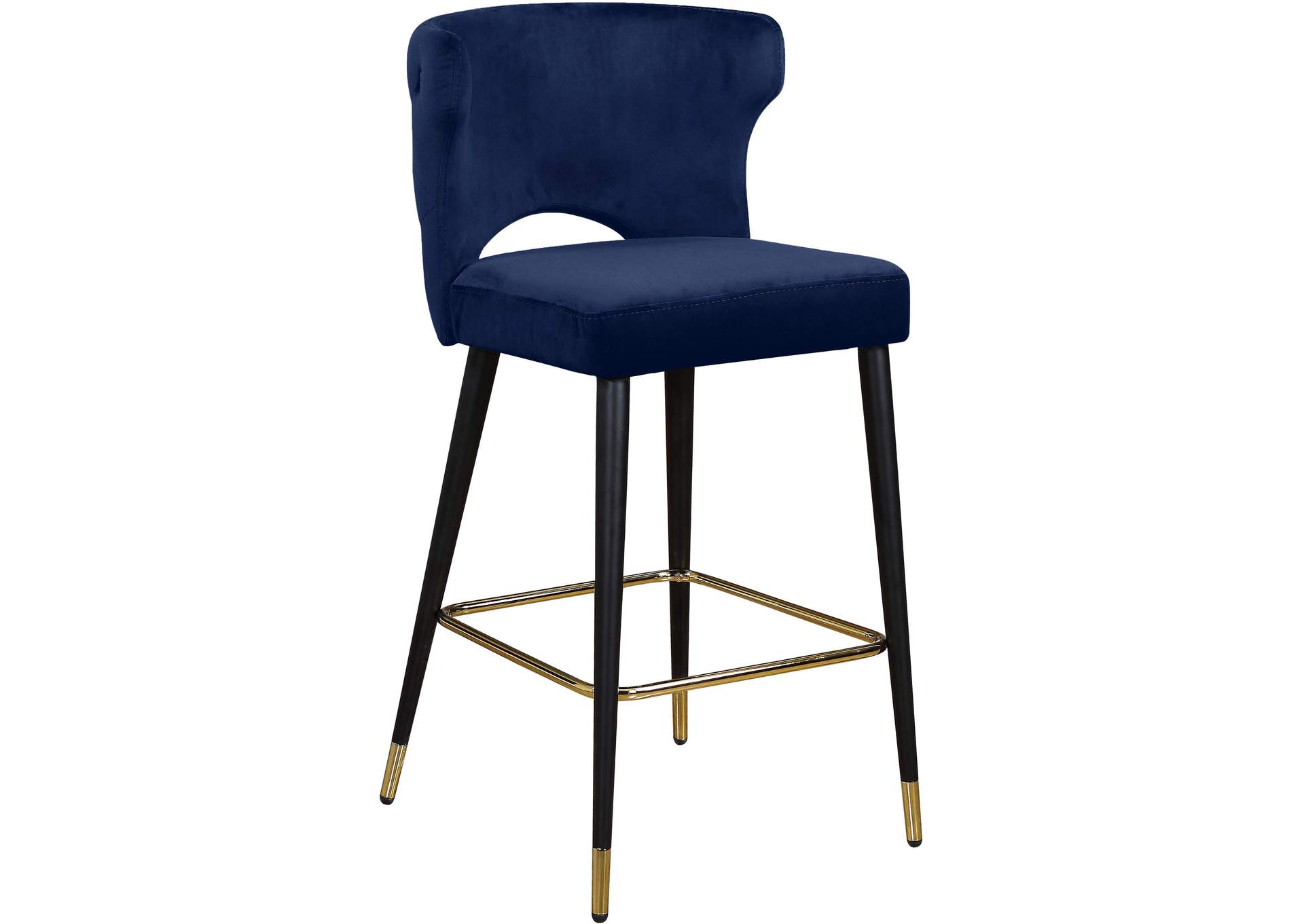 Kelly Navy Velvet Stool Set of 2,Meridian Furniture