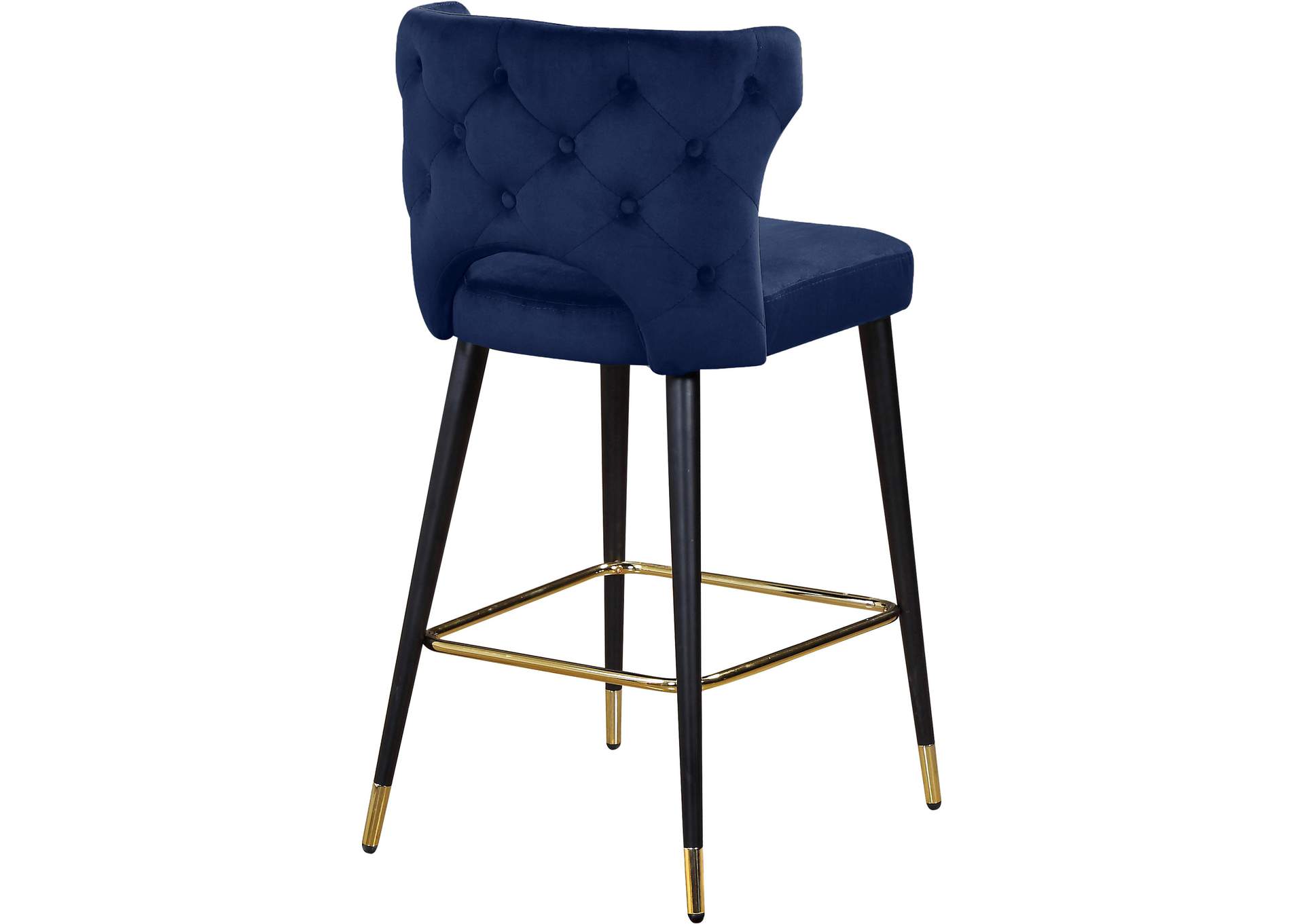 Kelly Navy Velvet Stool Set of 2,Meridian Furniture