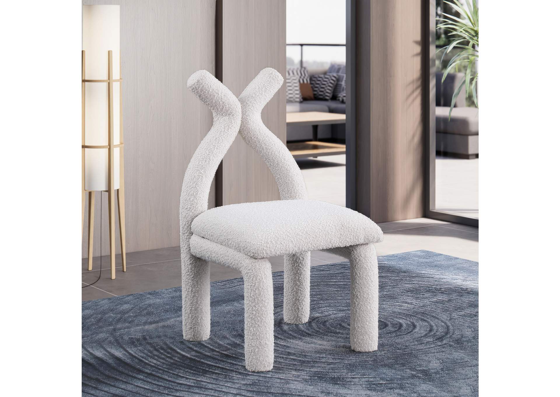 Xena Cream Boucle Fabric Accent - Dining Chair,Meridian Furniture