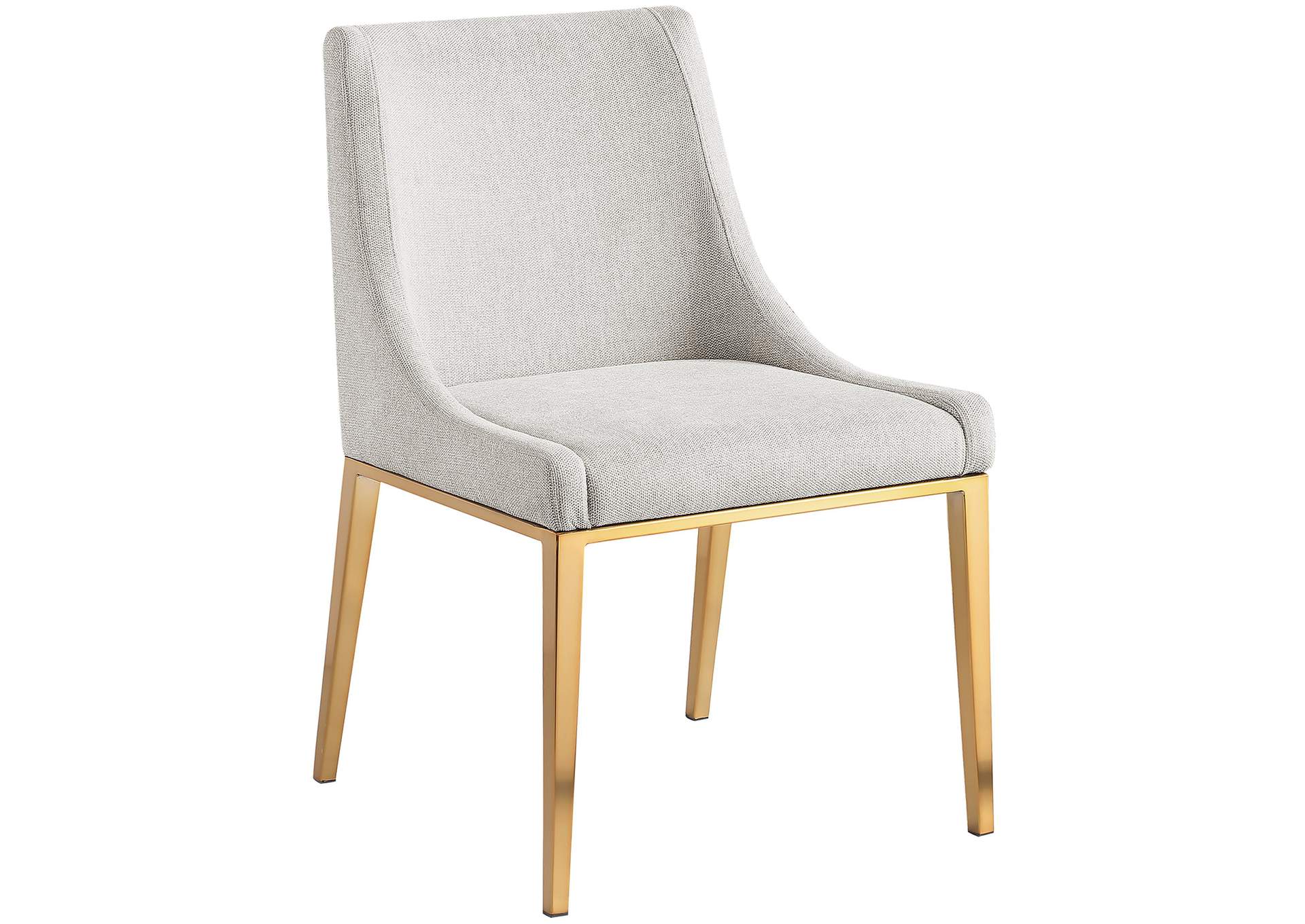 Haines Beige Linen Textured Polyester Fabric Dining Chair Set of 2,Meridian Furniture