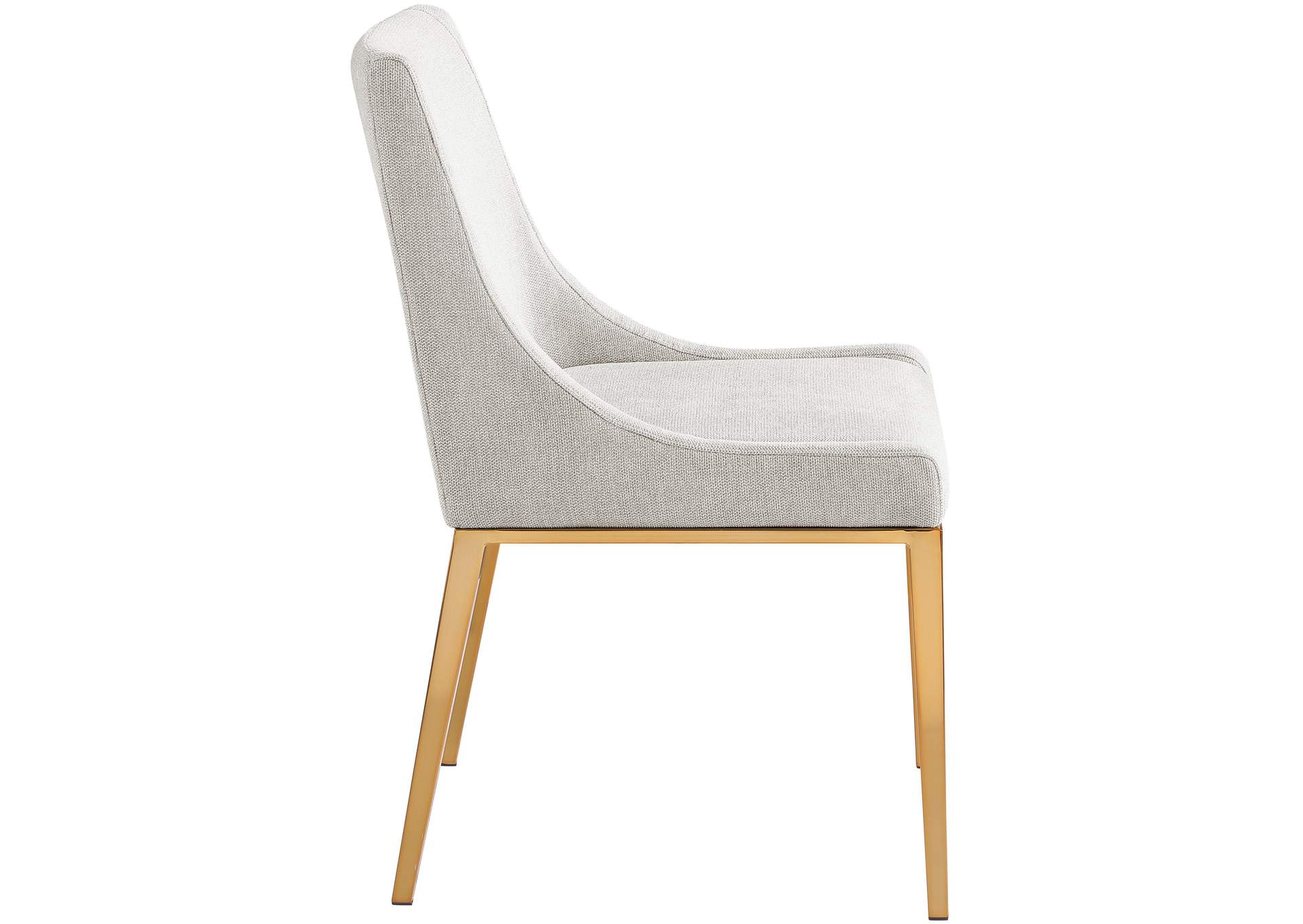 Haines Beige Linen Textured Polyester Fabric Dining Chair Set of 2,Meridian Furniture