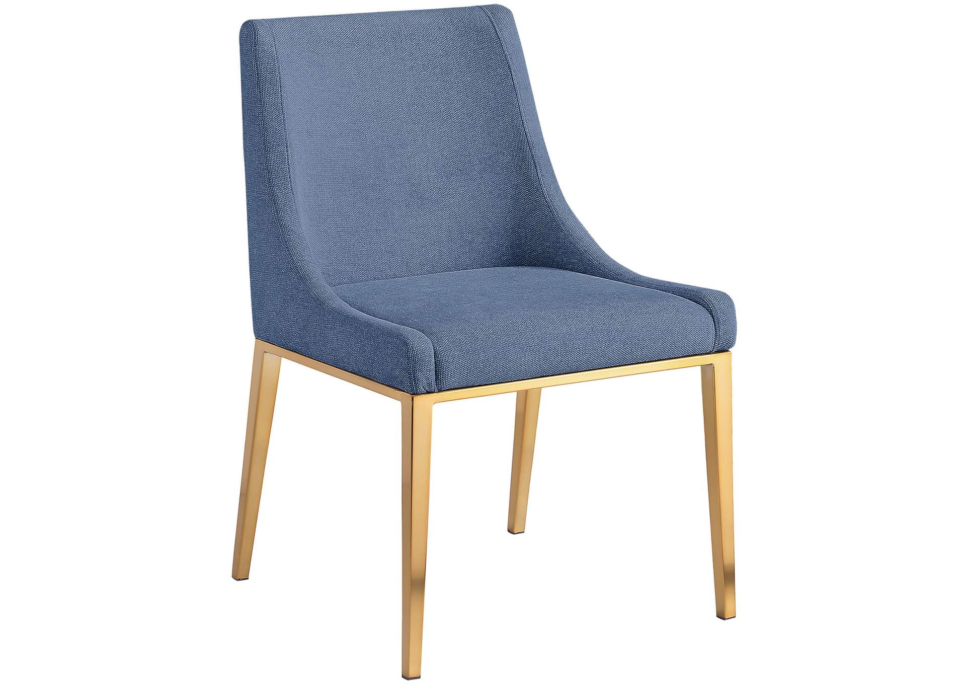 Haines Navy Linen Textured Polyester Fabric Dining Chair Set of 2,Meridian Furniture