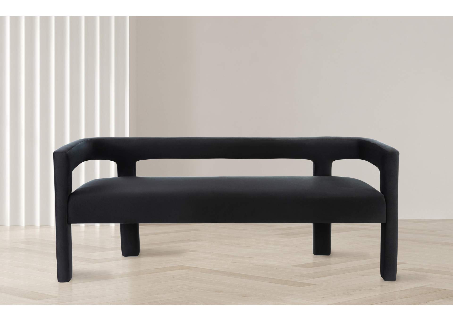 Athena Black Velvet Bench,Meridian Furniture