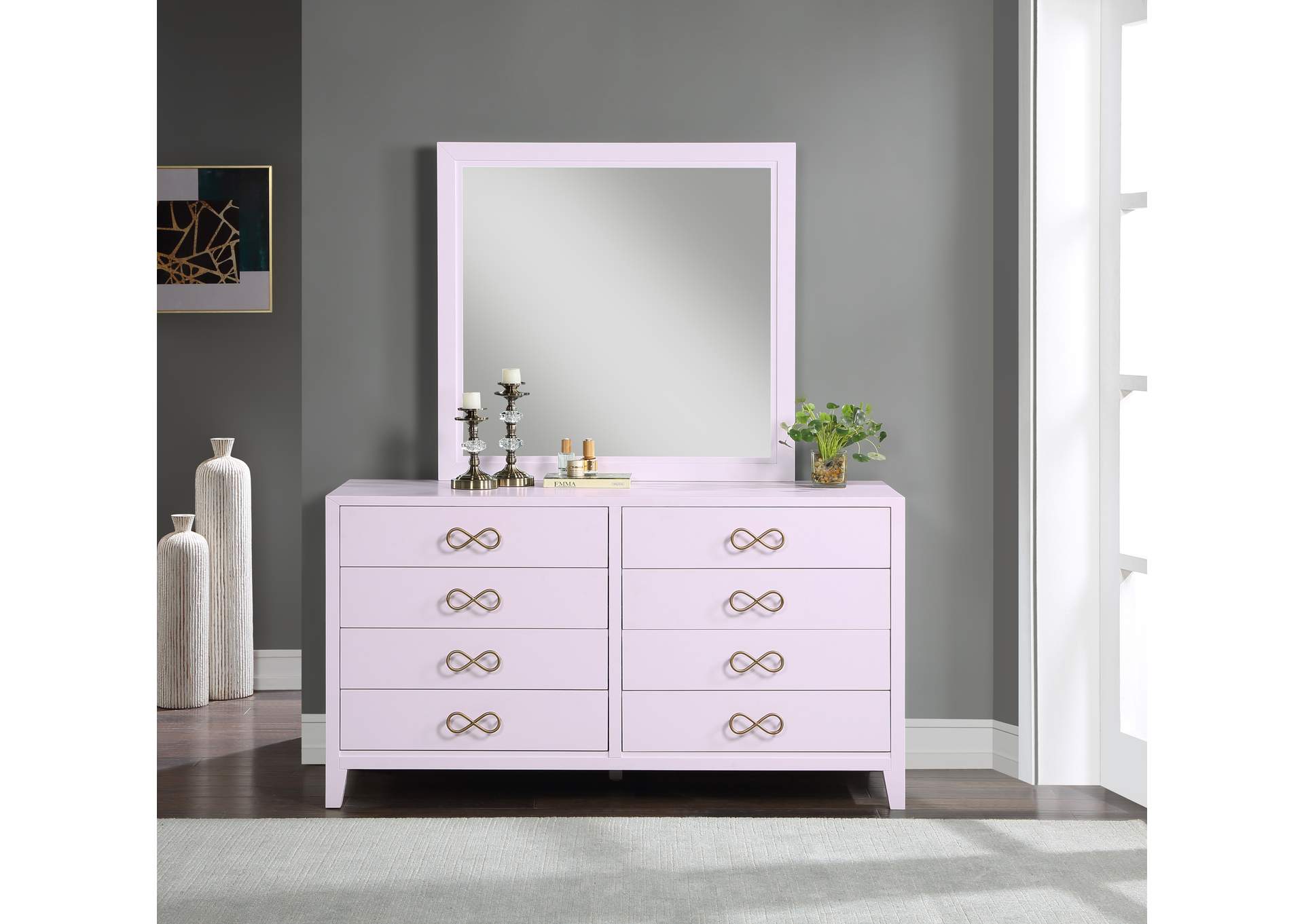 Bowtie Pink - Gold Mirror,Meridian Furniture