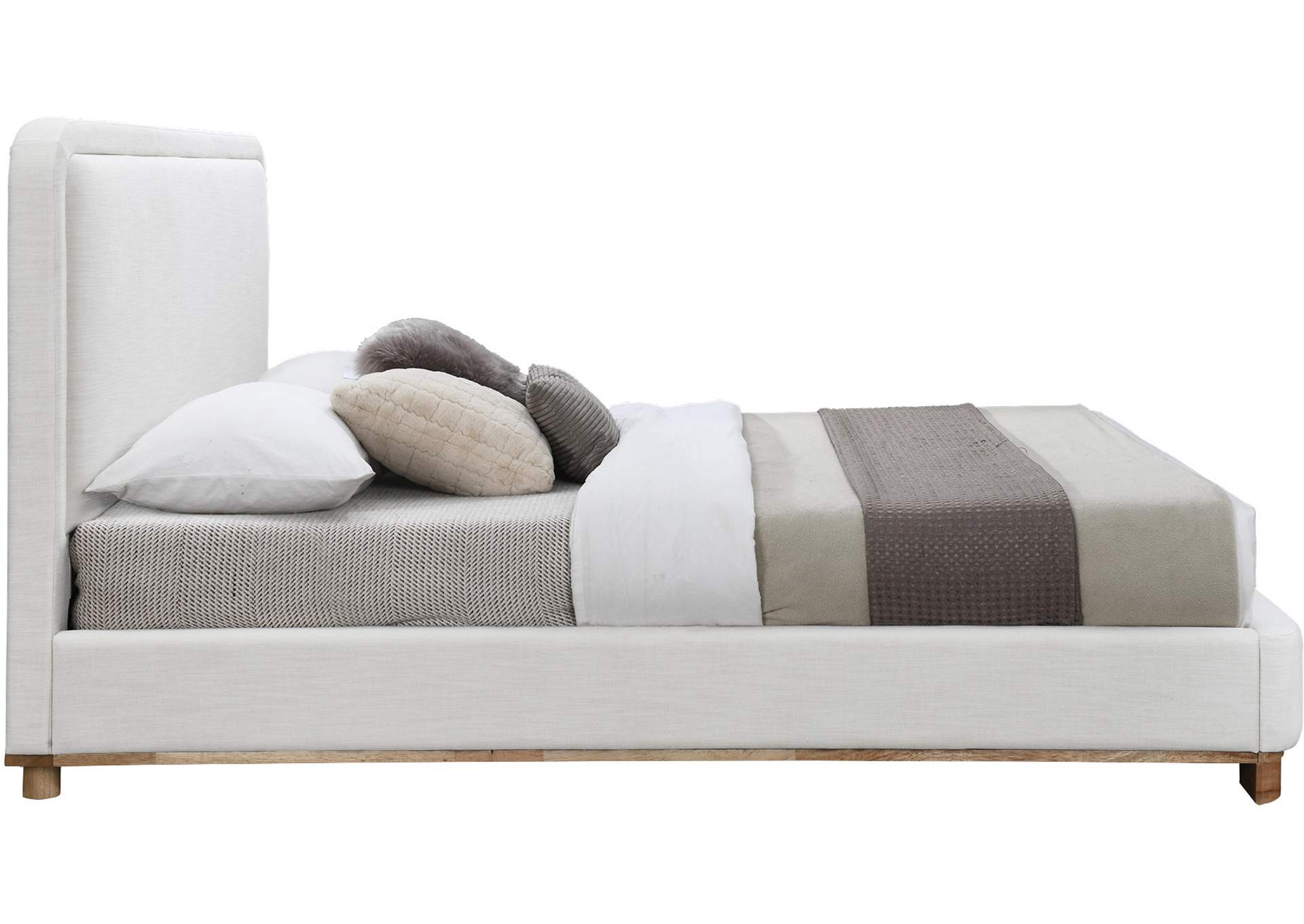 Nolita Cream Linen Textured Fabric Full Bed,Meridian Furniture