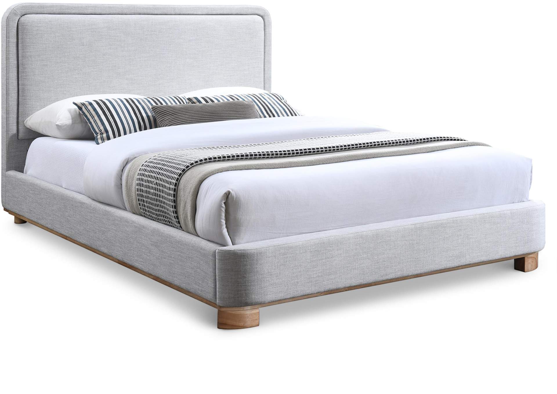 Nolita Grey Linen Textured Fabric King Bed,Meridian Furniture