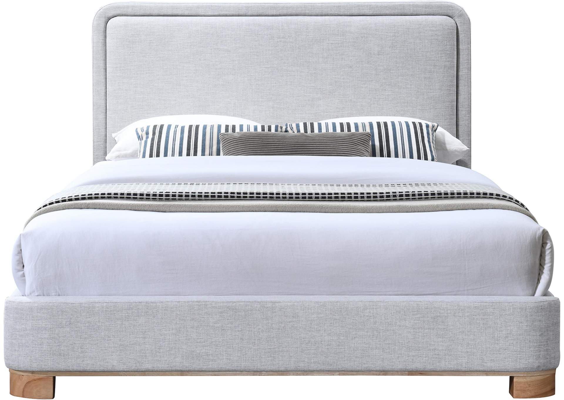 Nolita Grey Linen Textured Fabric King Bed,Meridian Furniture