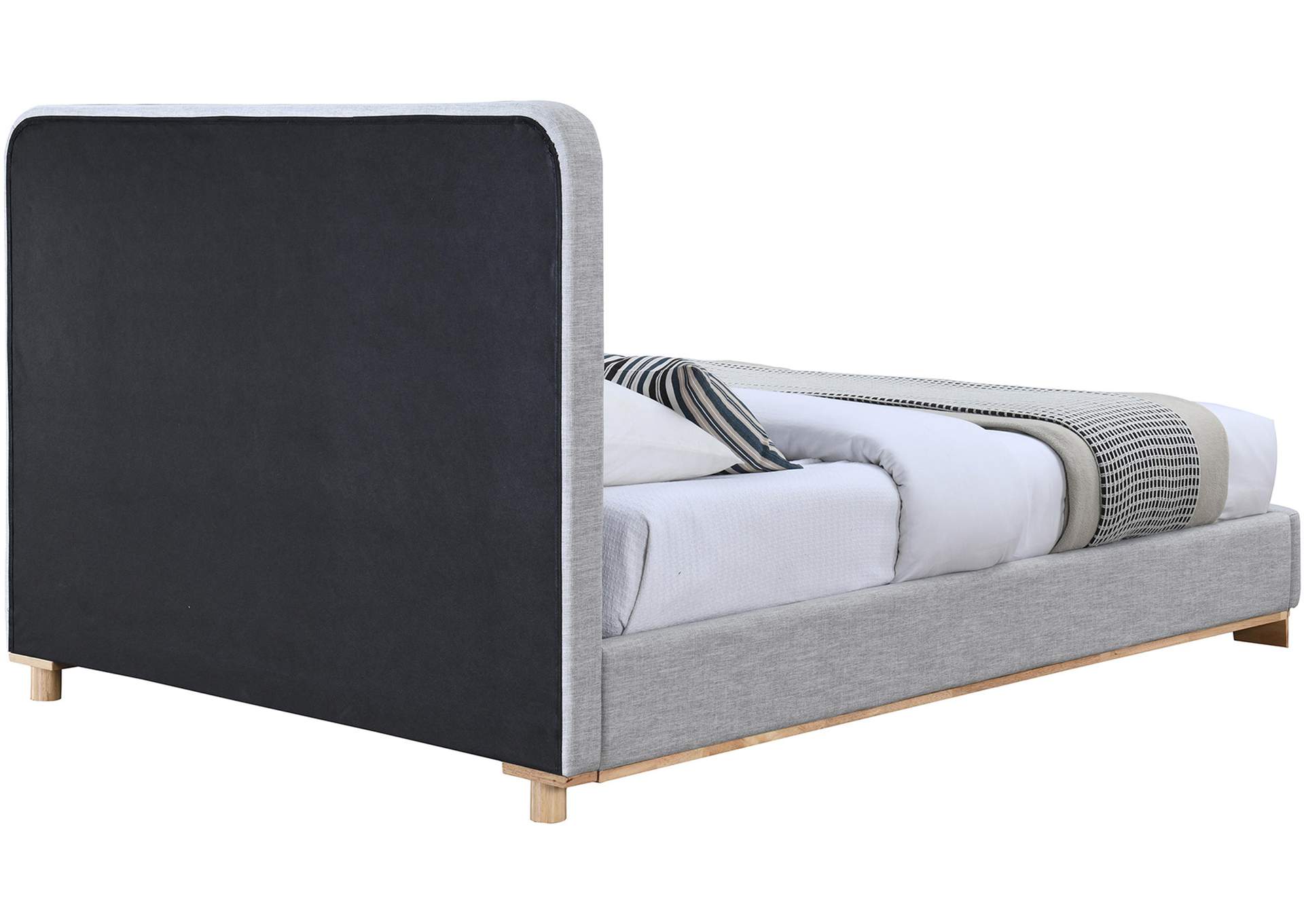 Nolita Grey Linen Textured Fabric King Bed,Meridian Furniture