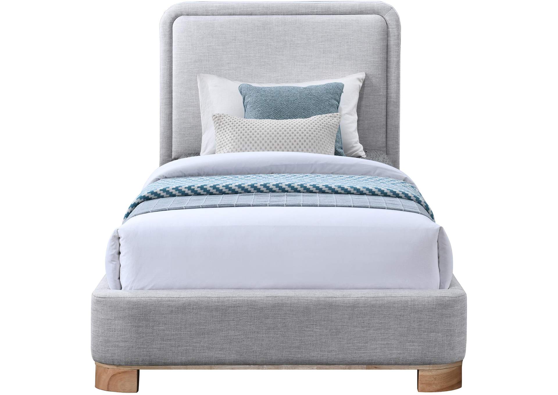 Nolita Grey Linen Textured Fabric Twin Bed,Meridian Furniture