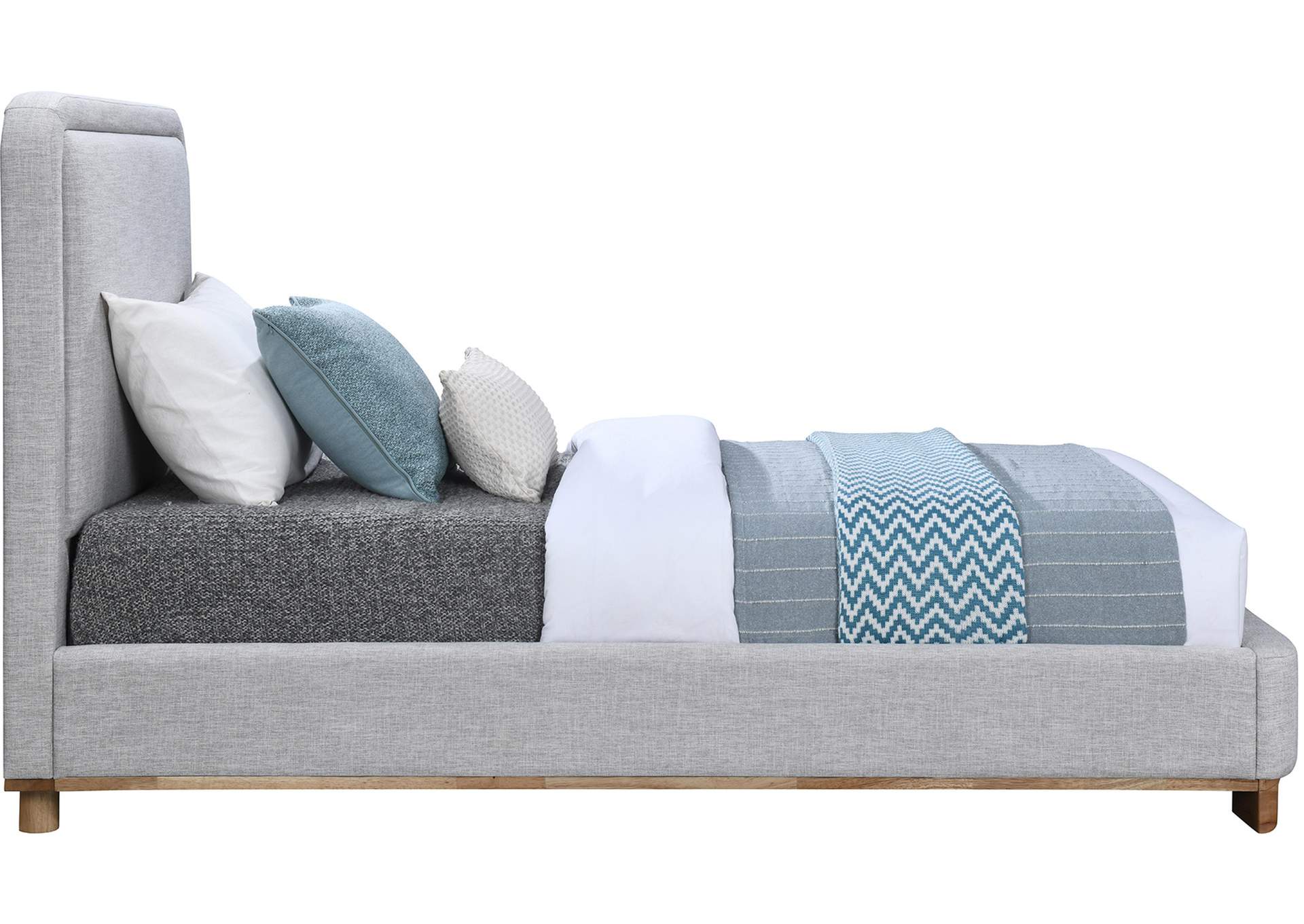 Nolita Grey Linen Textured Fabric Twin Bed,Meridian Furniture