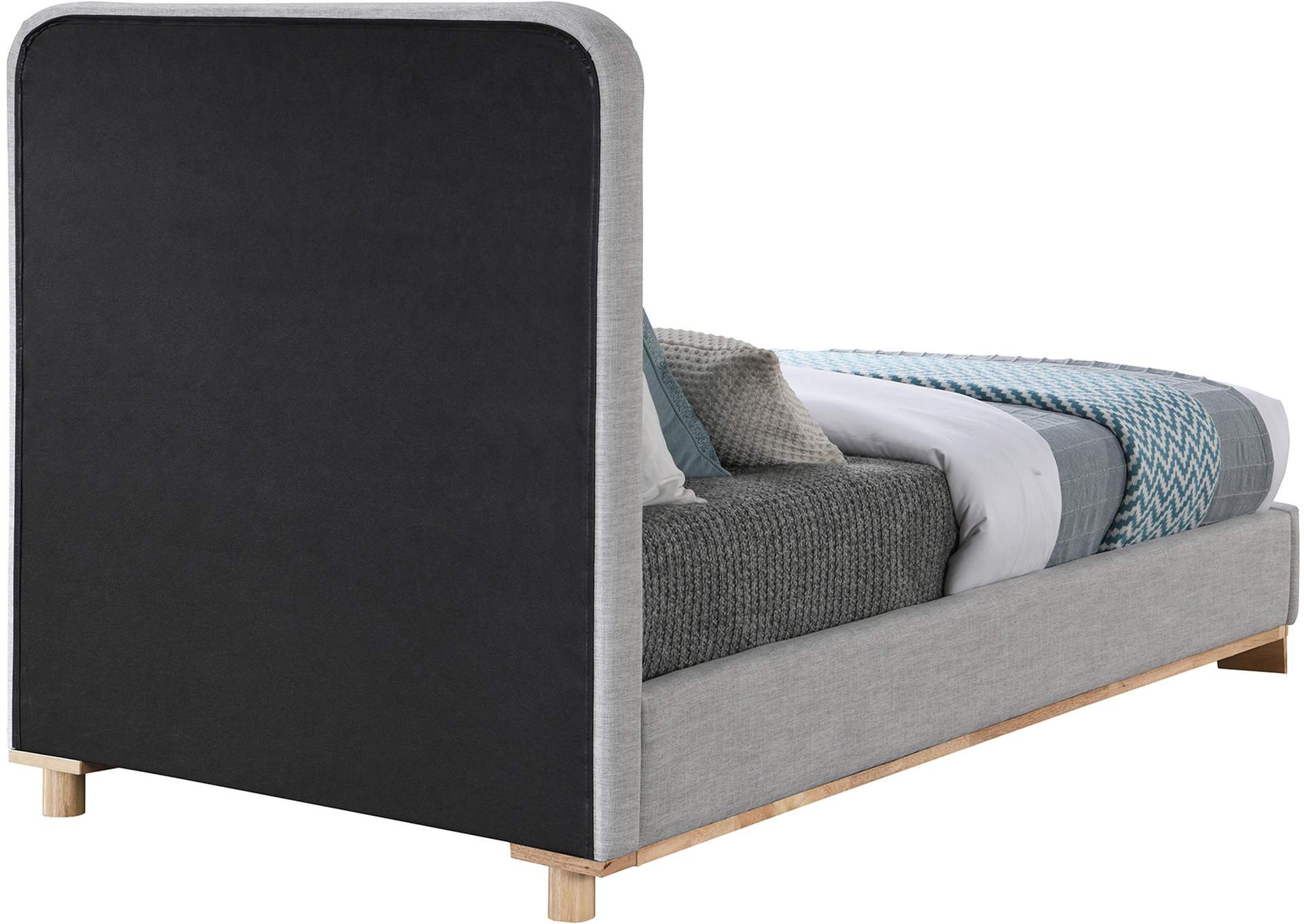 Nolita Grey Linen Textured Fabric Twin Bed,Meridian Furniture