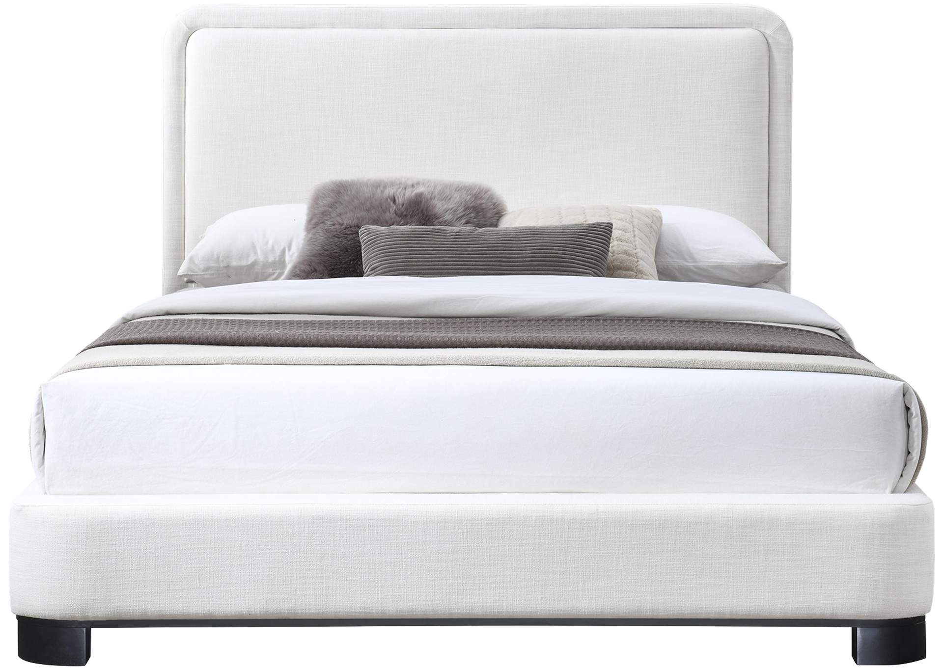 Nolita Cream Linen Textured Fabric King Bed,Meridian Furniture