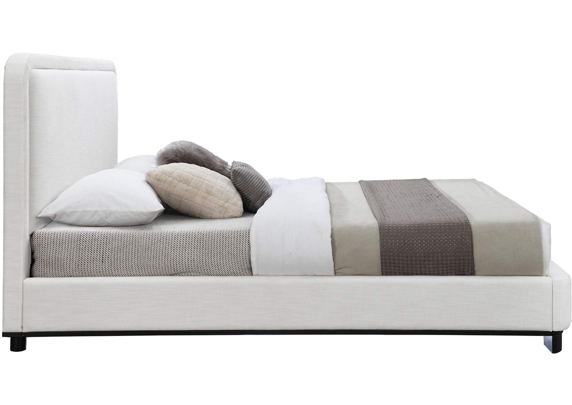 Nolita Cream Linen Textured Fabric King Bed,Meridian Furniture