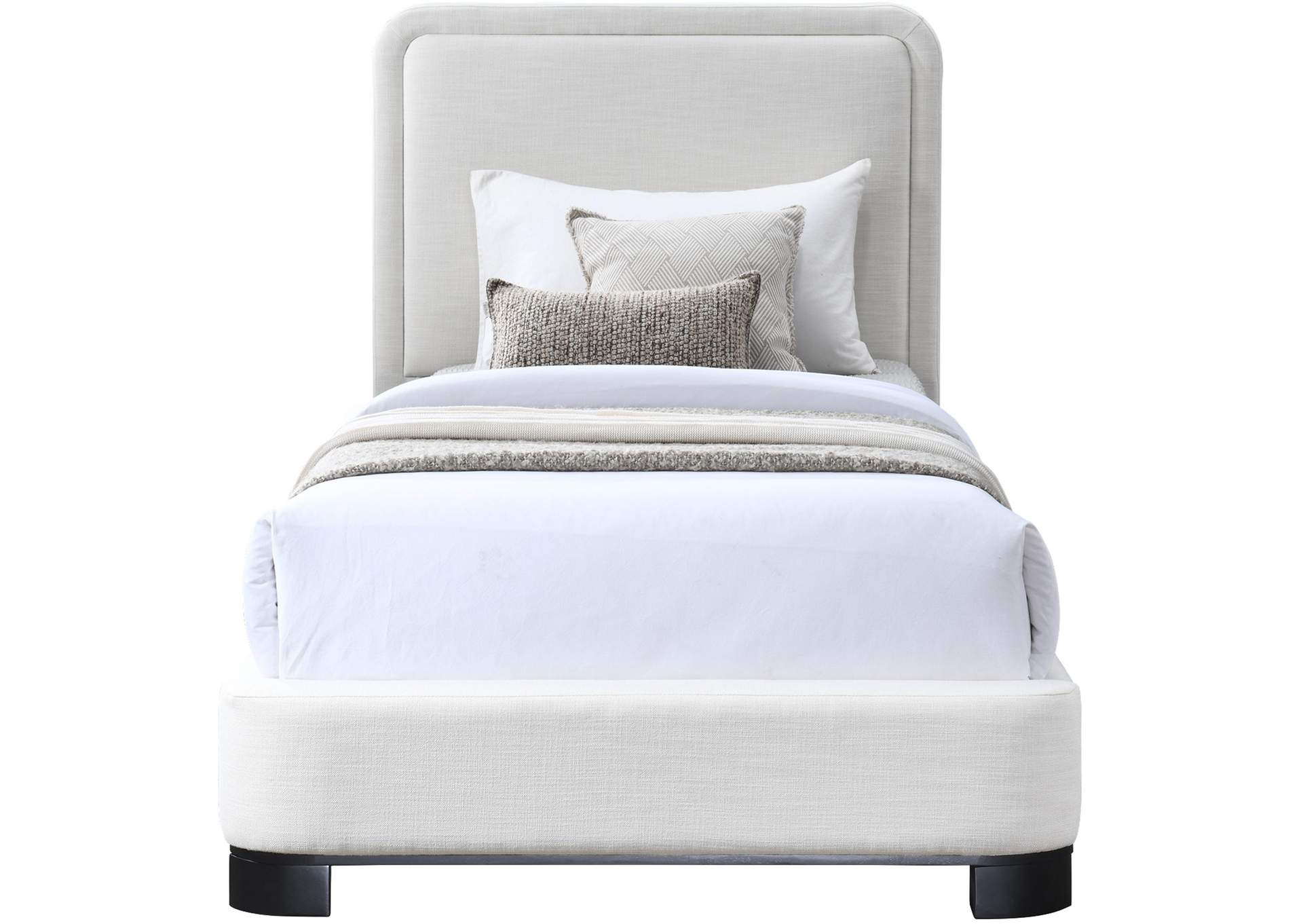 Nolita Cream Linen Textured Fabric Twin Bed,Meridian Furniture