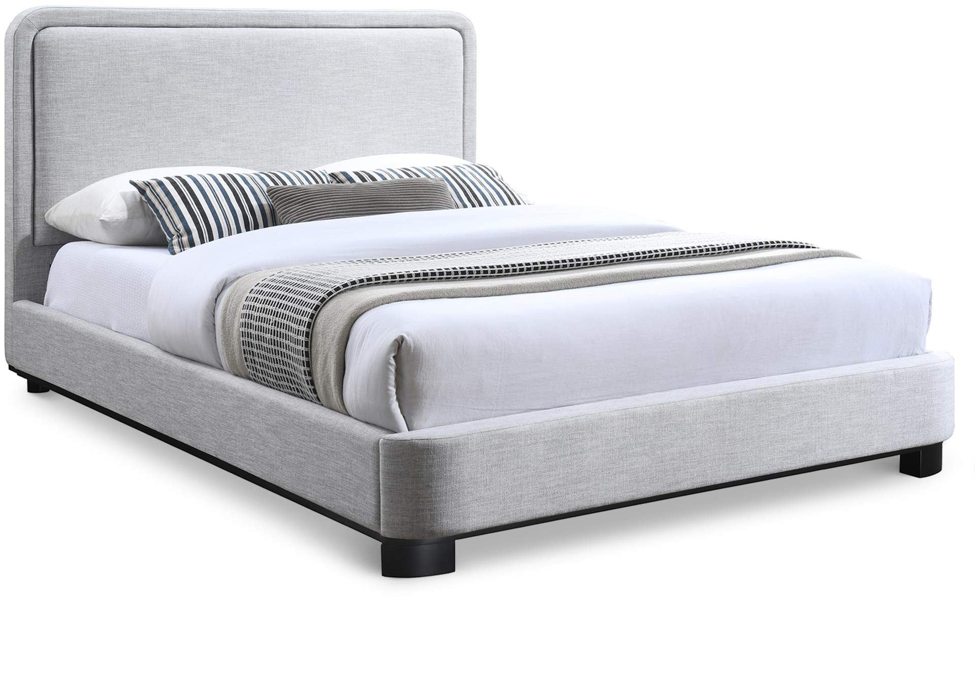 Nolita Grey Linen Textured Fabric King Bed,Meridian Furniture