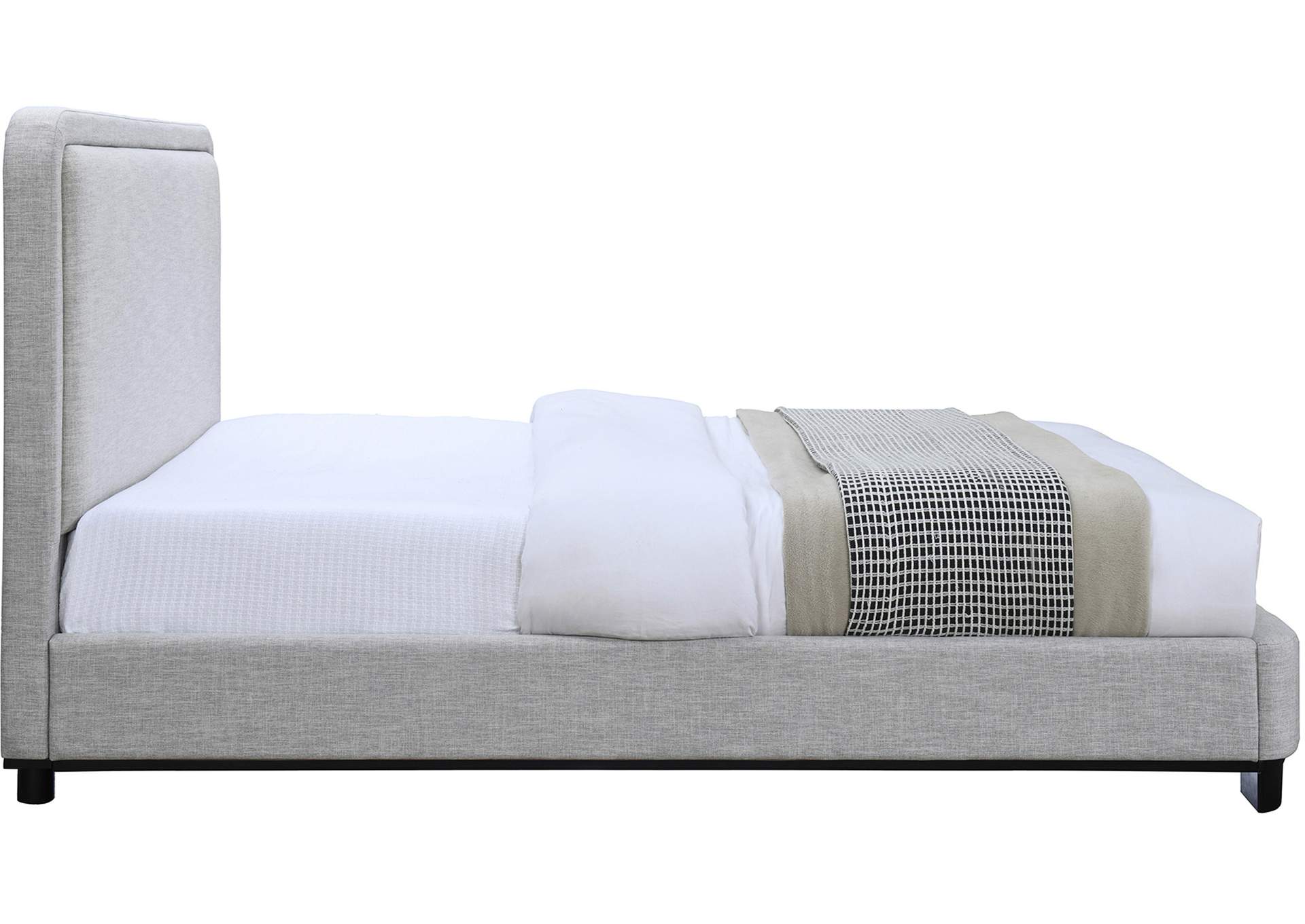 Nolita Grey Linen Textured Fabric King Bed,Meridian Furniture