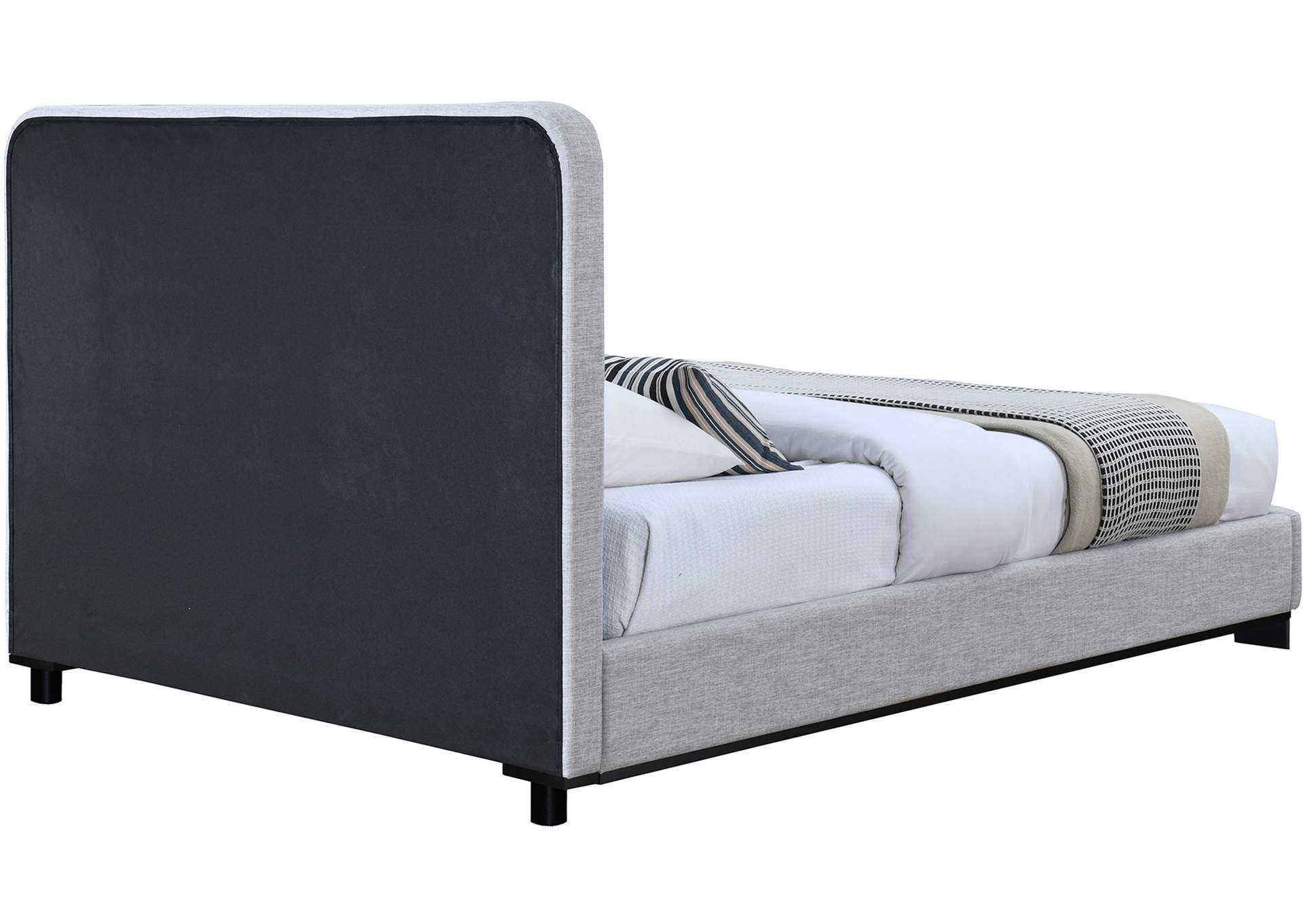 Nolita Grey Linen Textured Fabric King Bed,Meridian Furniture