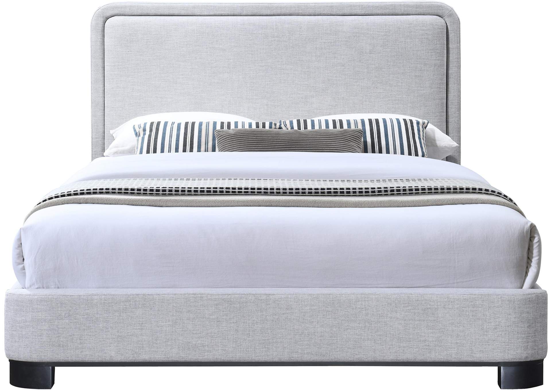 Nolita Grey Linen Textured Fabric Queen Bed,Meridian Furniture