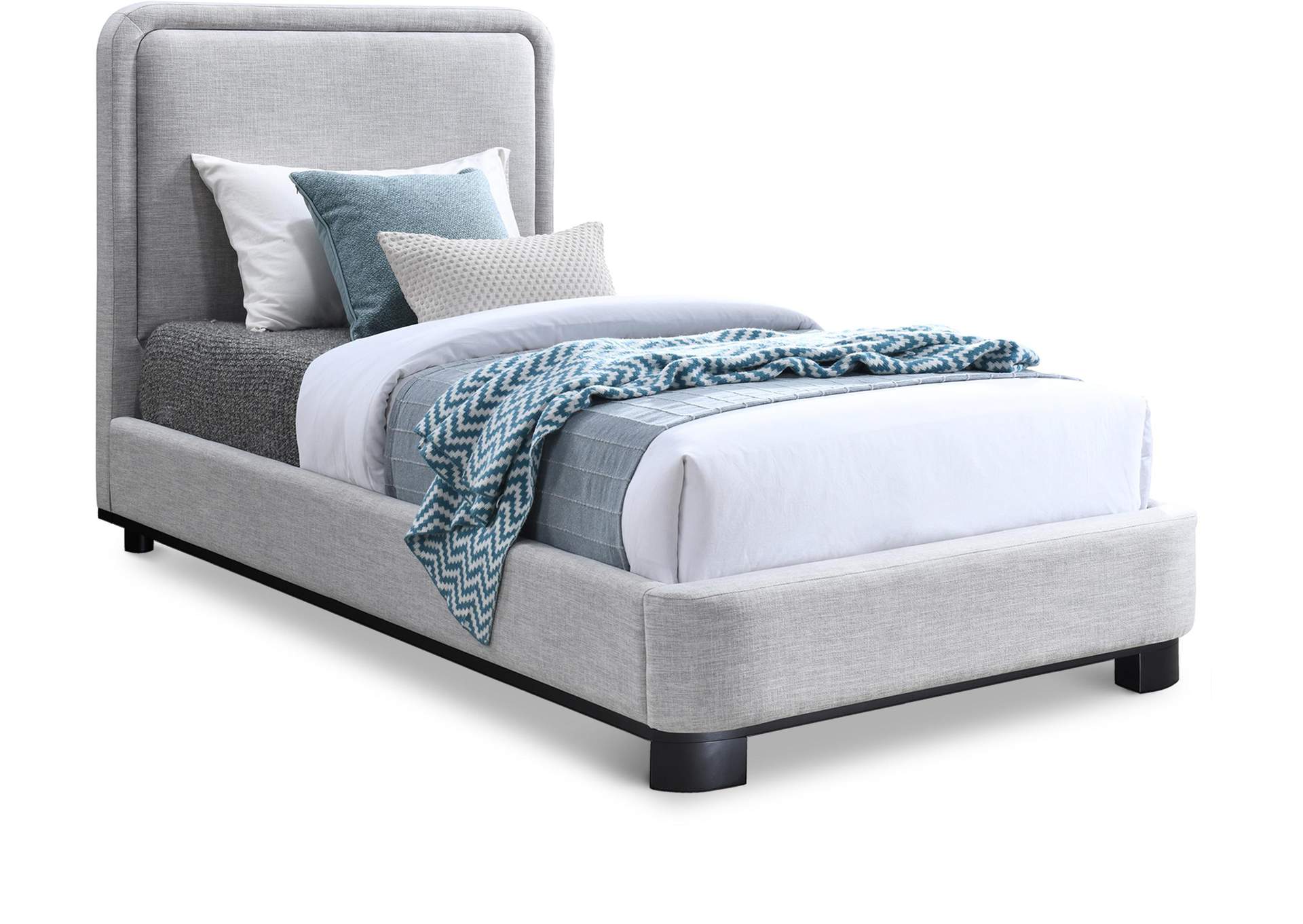 Nolita Grey Linen Textured Fabric Twin Bed,Meridian Furniture