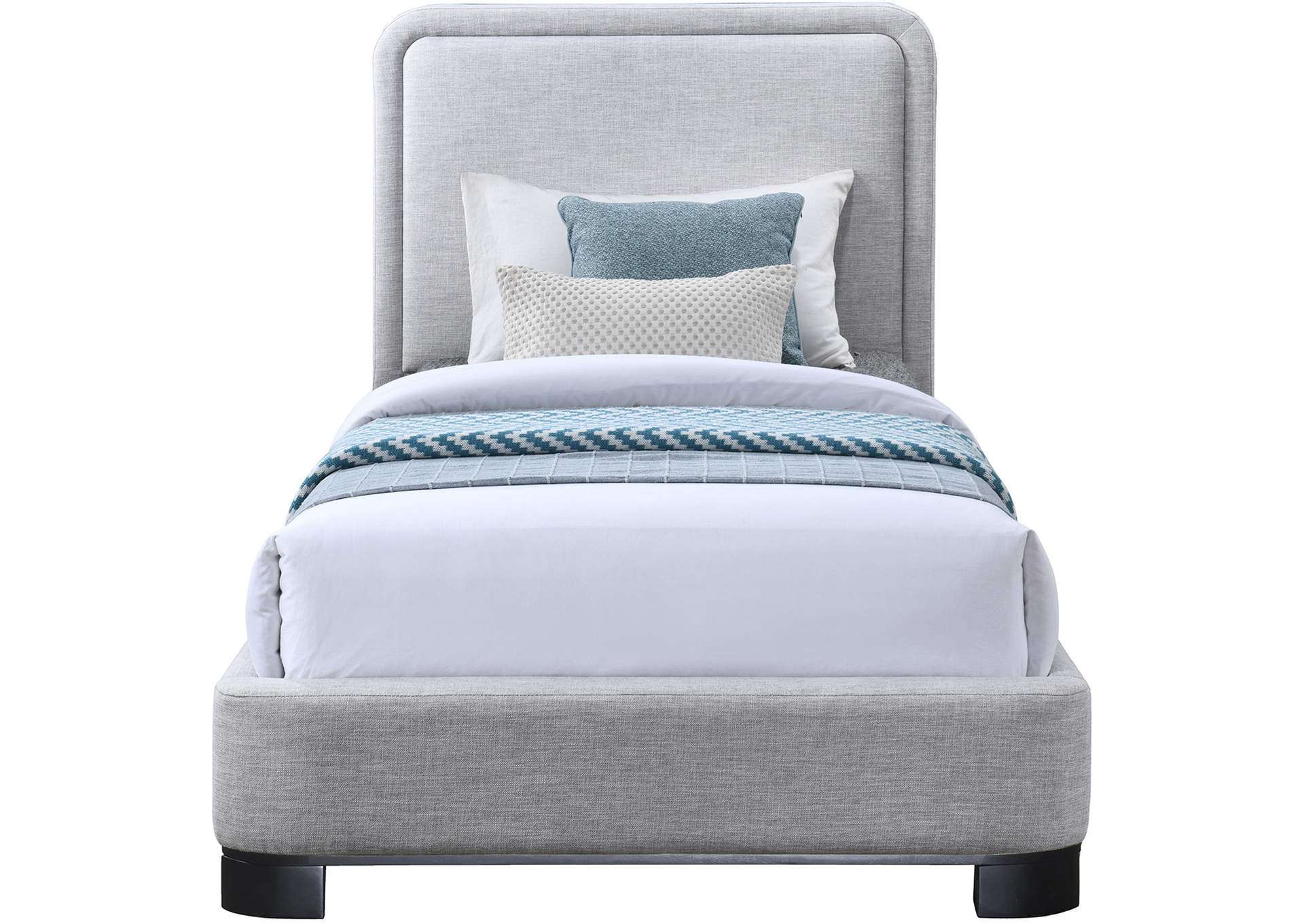 Nolita Grey Linen Textured Fabric Twin Bed,Meridian Furniture