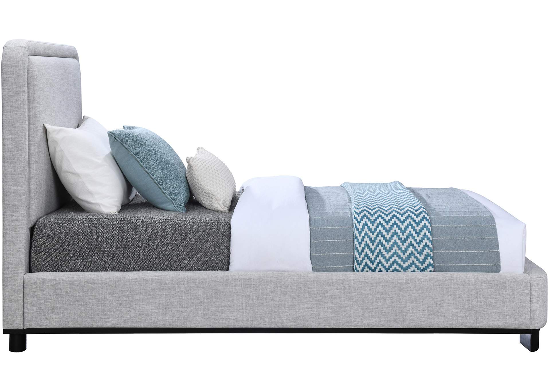 Nolita Grey Linen Textured Fabric Twin Bed,Meridian Furniture