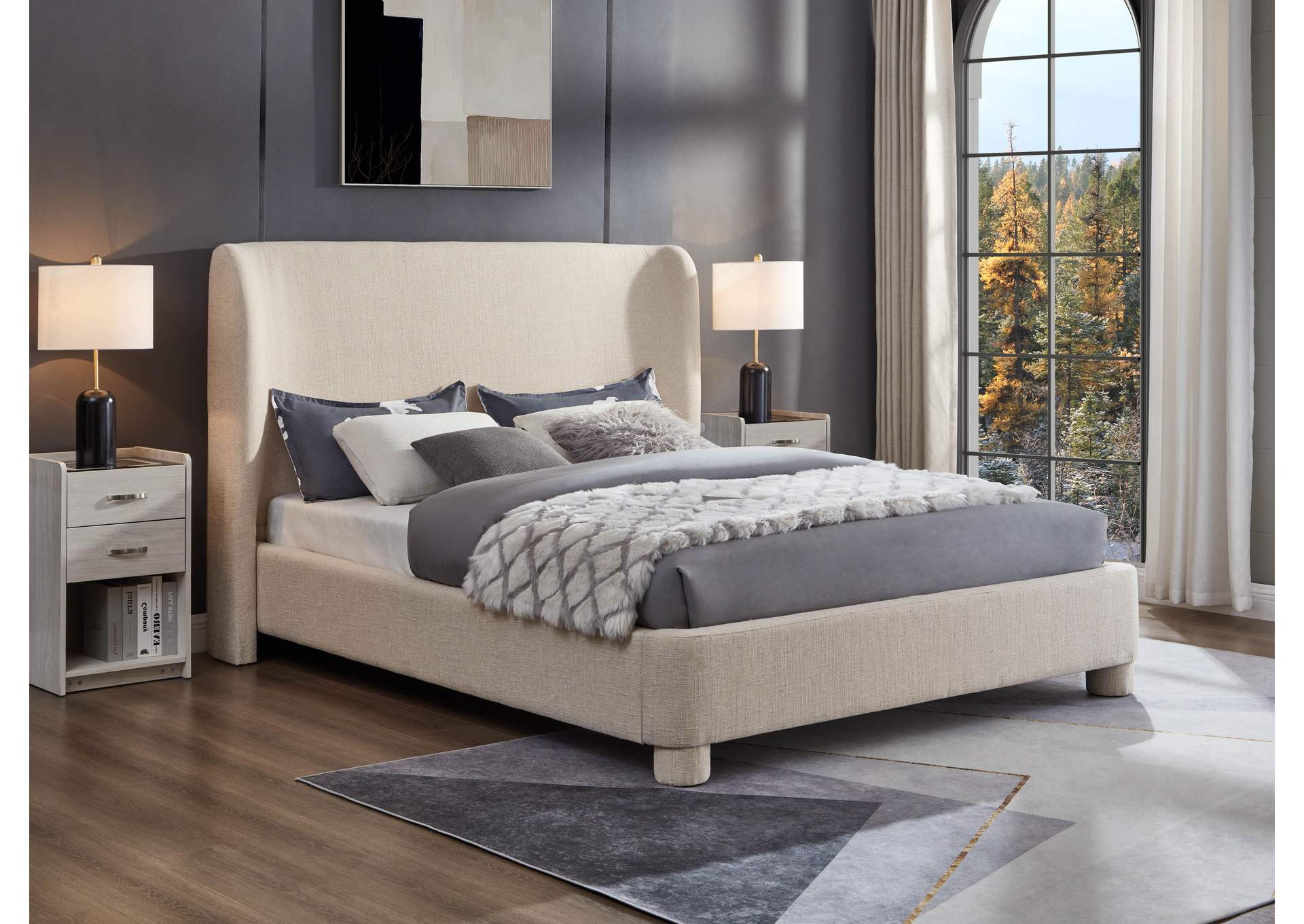 Penny Beige Polyester Fabric Full Bed,Meridian Furniture