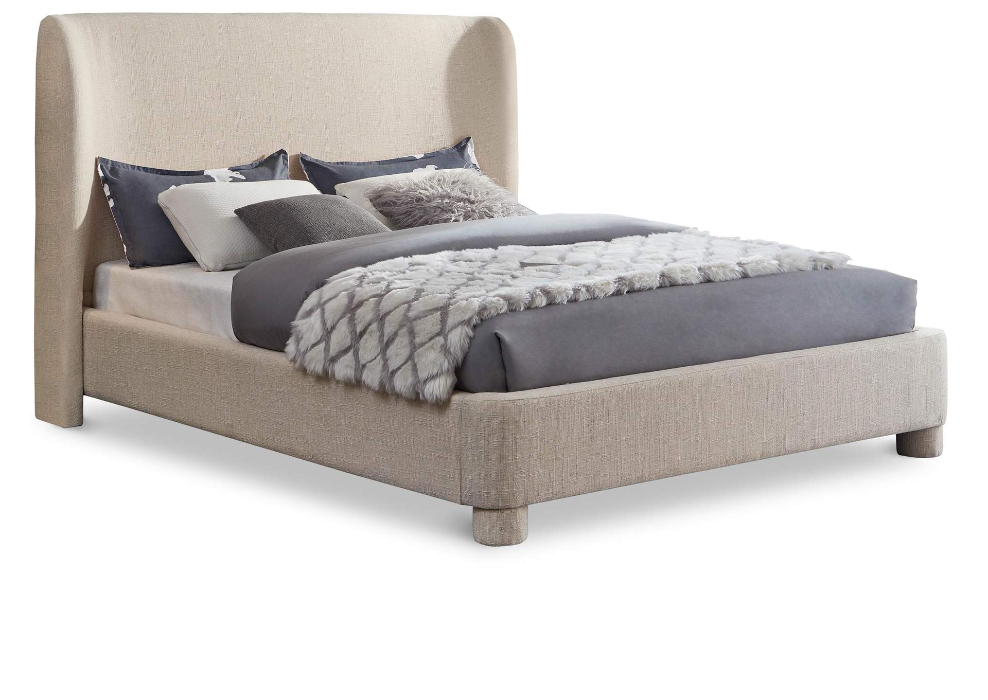 Penny Beige Polyester Fabric King Bed,Meridian Furniture