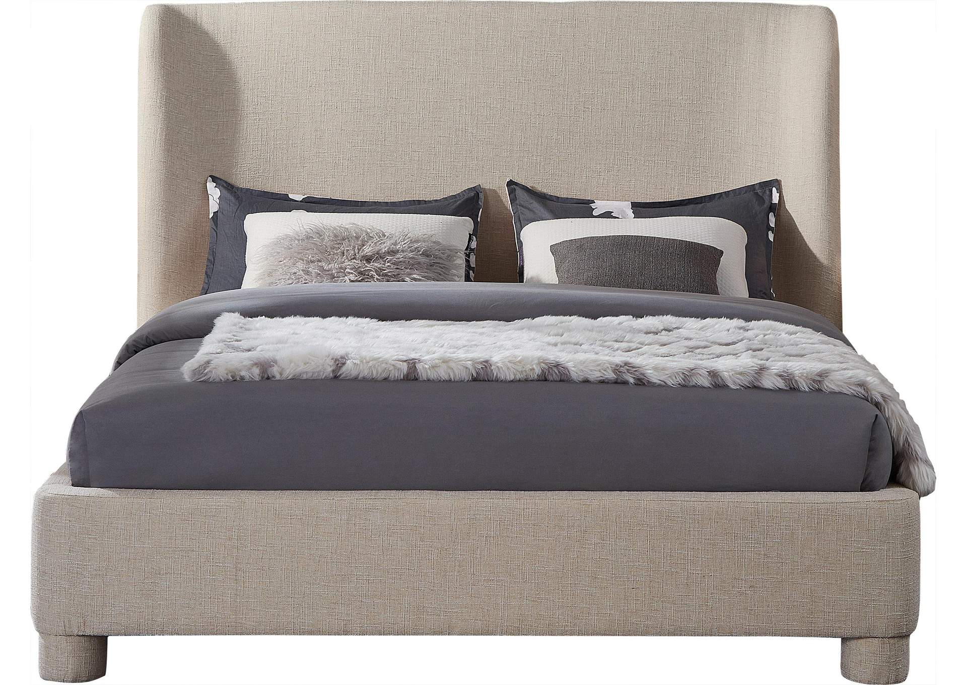 Penny Beige Polyester Fabric King Bed,Meridian Furniture