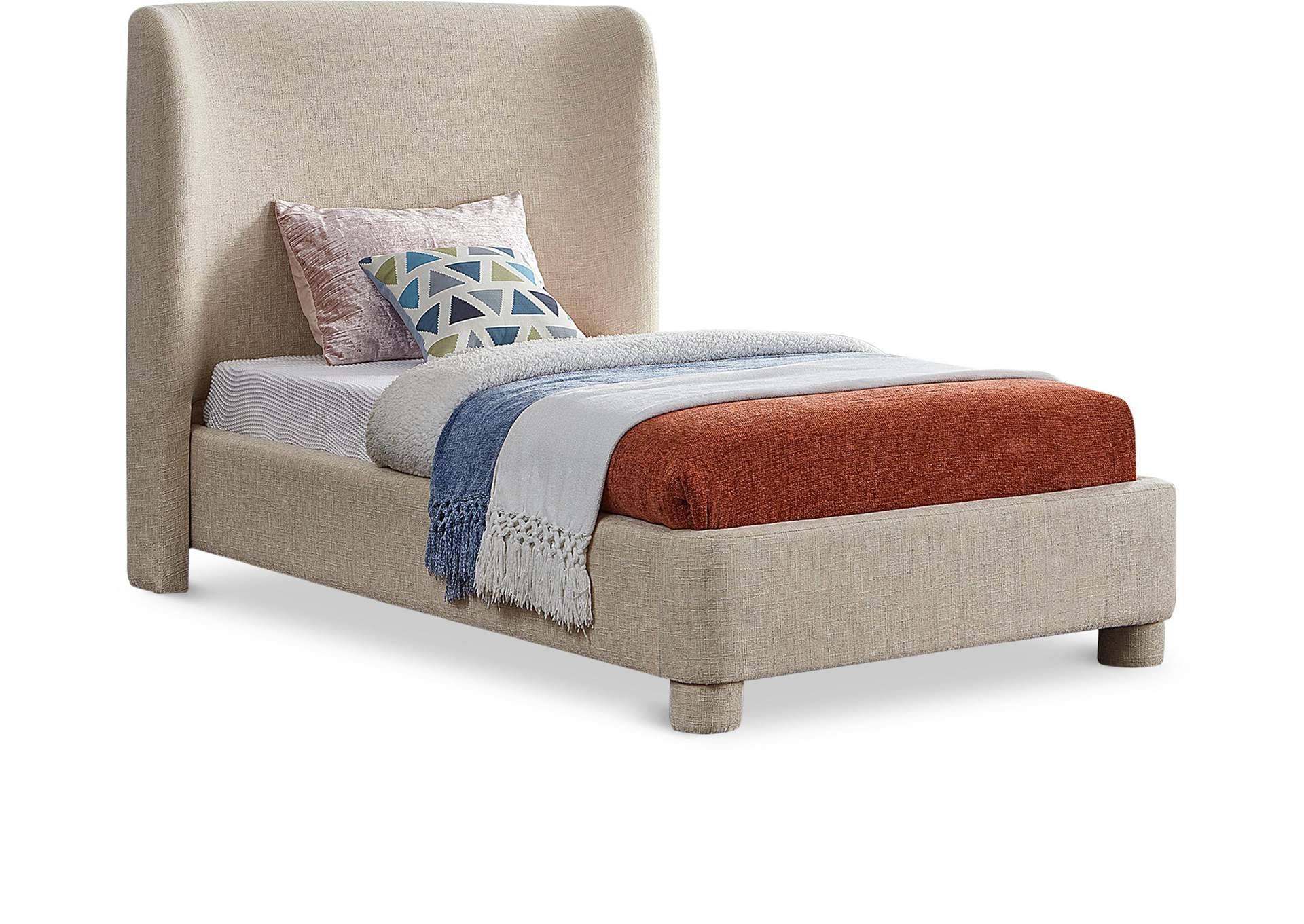 Penny Beige Polyester Fabric Twin Bed,Meridian Furniture