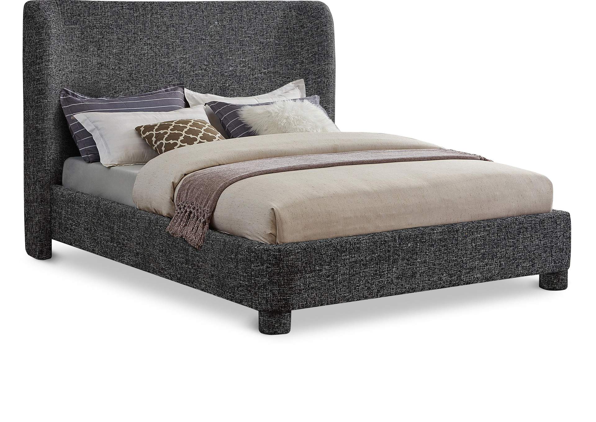 Penny Black Polyester Fabric King Bed,Meridian Furniture